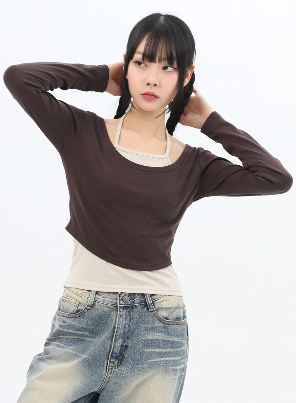 Layered U-Neck Tee IN314 - Image 5