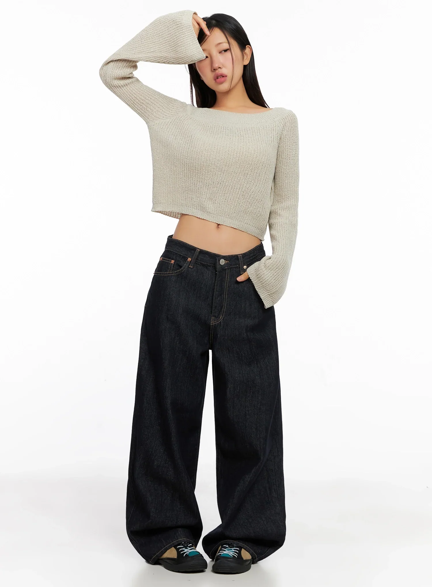 Lena Dark Wash Wide-Leg Jeans IG527 - Image 2