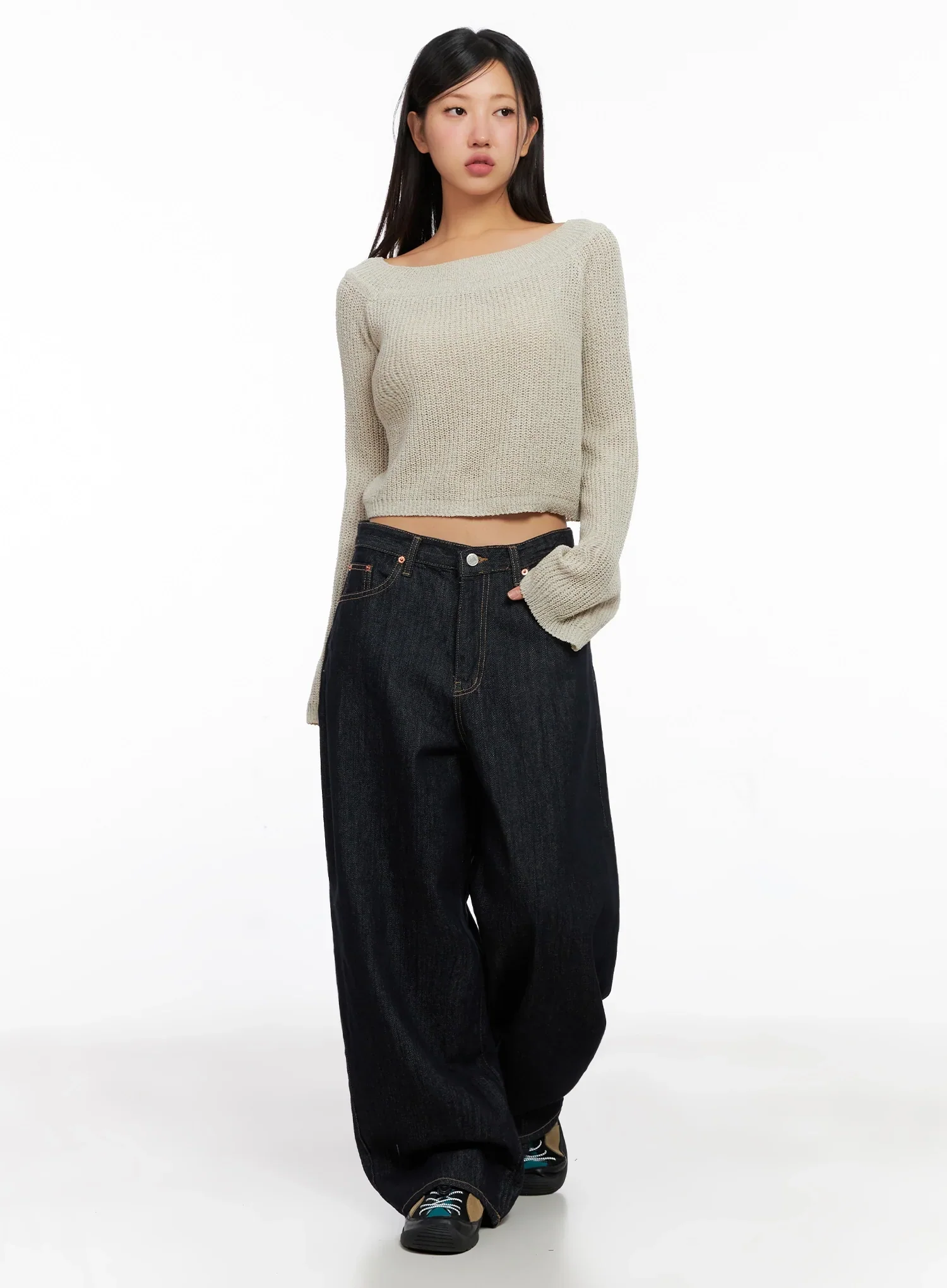 Lena Dark Wash Wide-Leg Jeans IG527 - Image 4