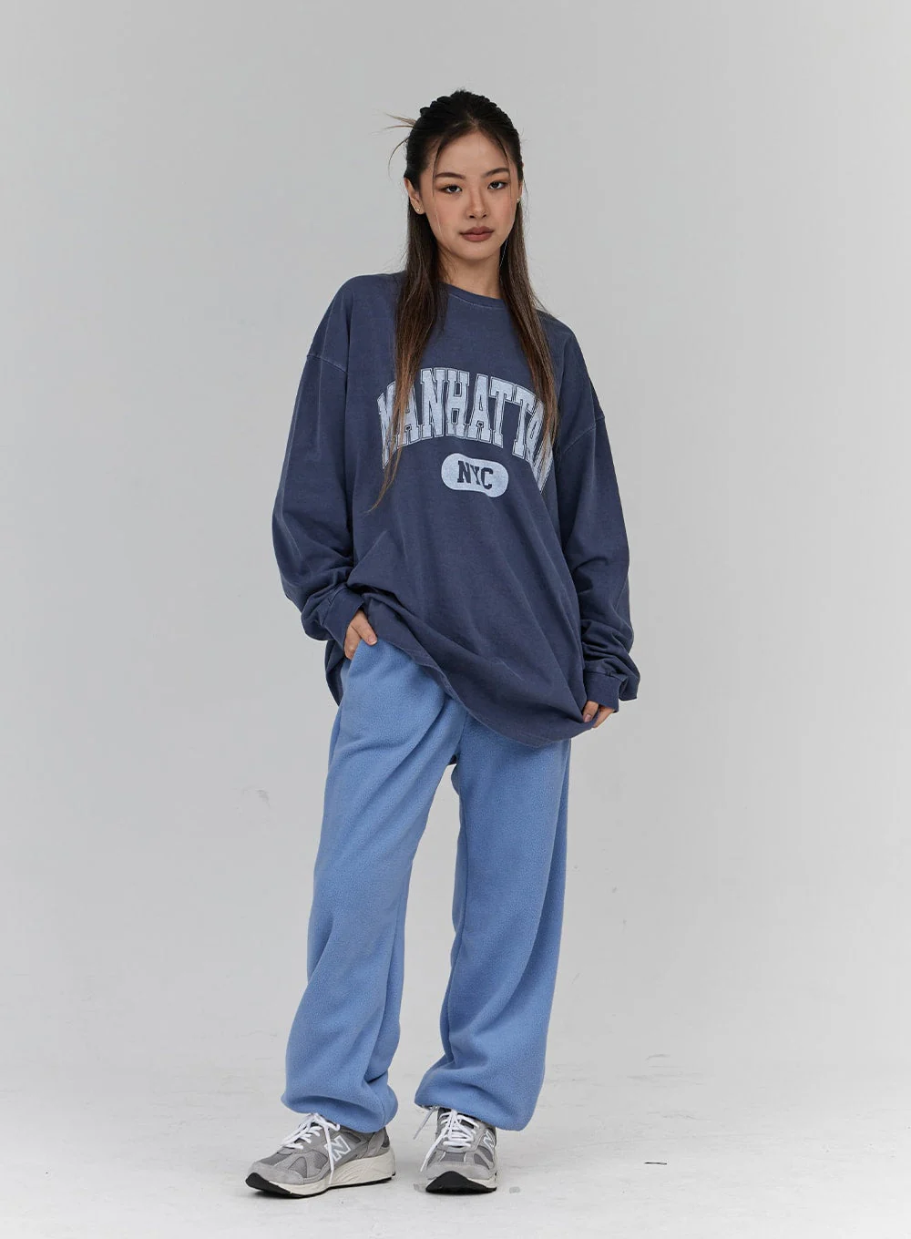 Lettering Print Oversize Long Sleeve T-Shirt Unisex CN21 - Image 4