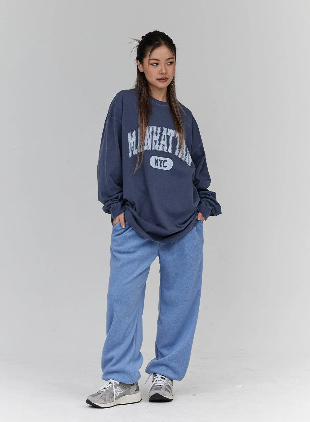 Lettering Print Oversize Long Sleeve T-Shirt Unisex CN21 - Image 8
