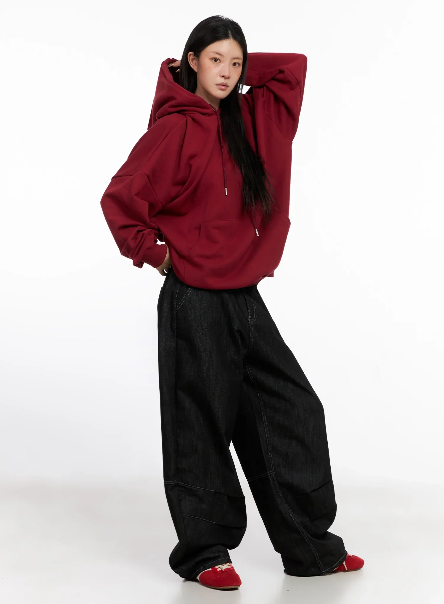 Leyla Pin-Tuck Wide-Leg Jeans IS515 - Image 5