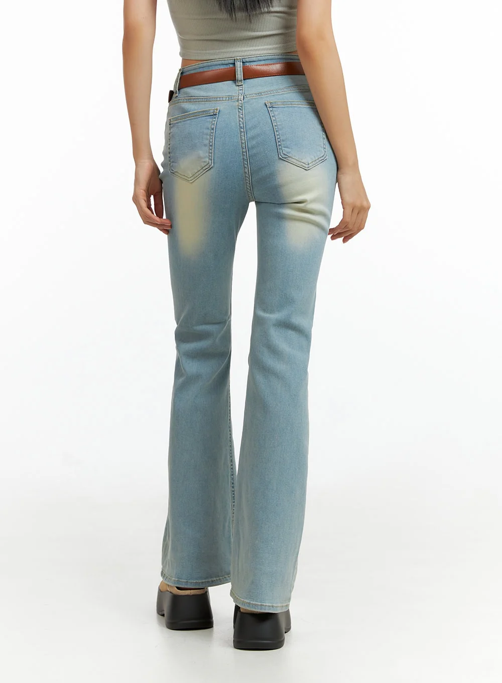 Light Washed Slim Fit Bootcut Jeans IL409 - Image 5