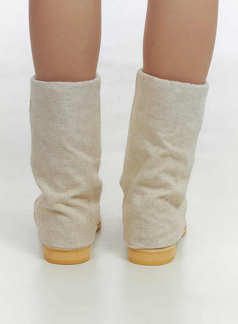 Linen Open-Toe Midi Boots CL410 - Image 3
