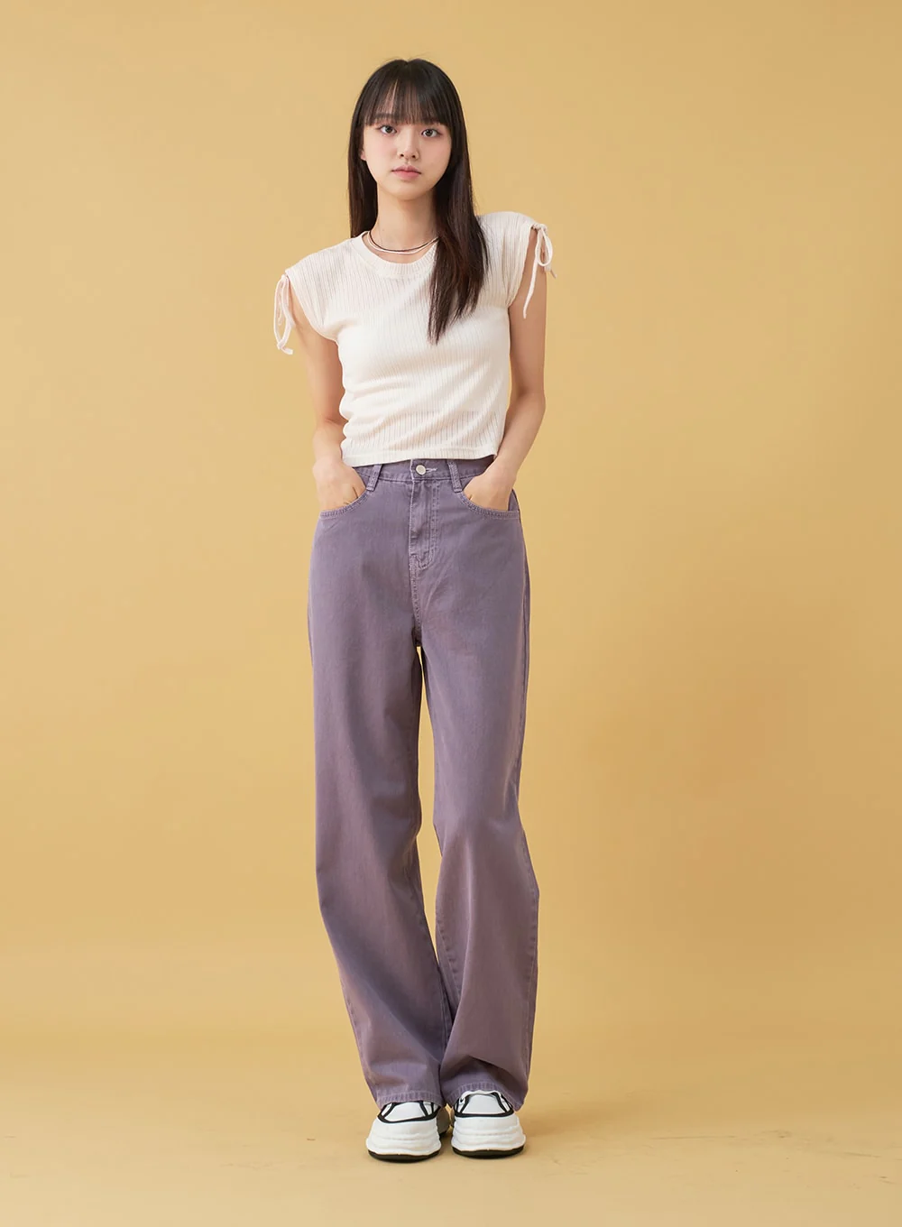 Long Cotton Colored Wide Pants OU15 - Image 17
