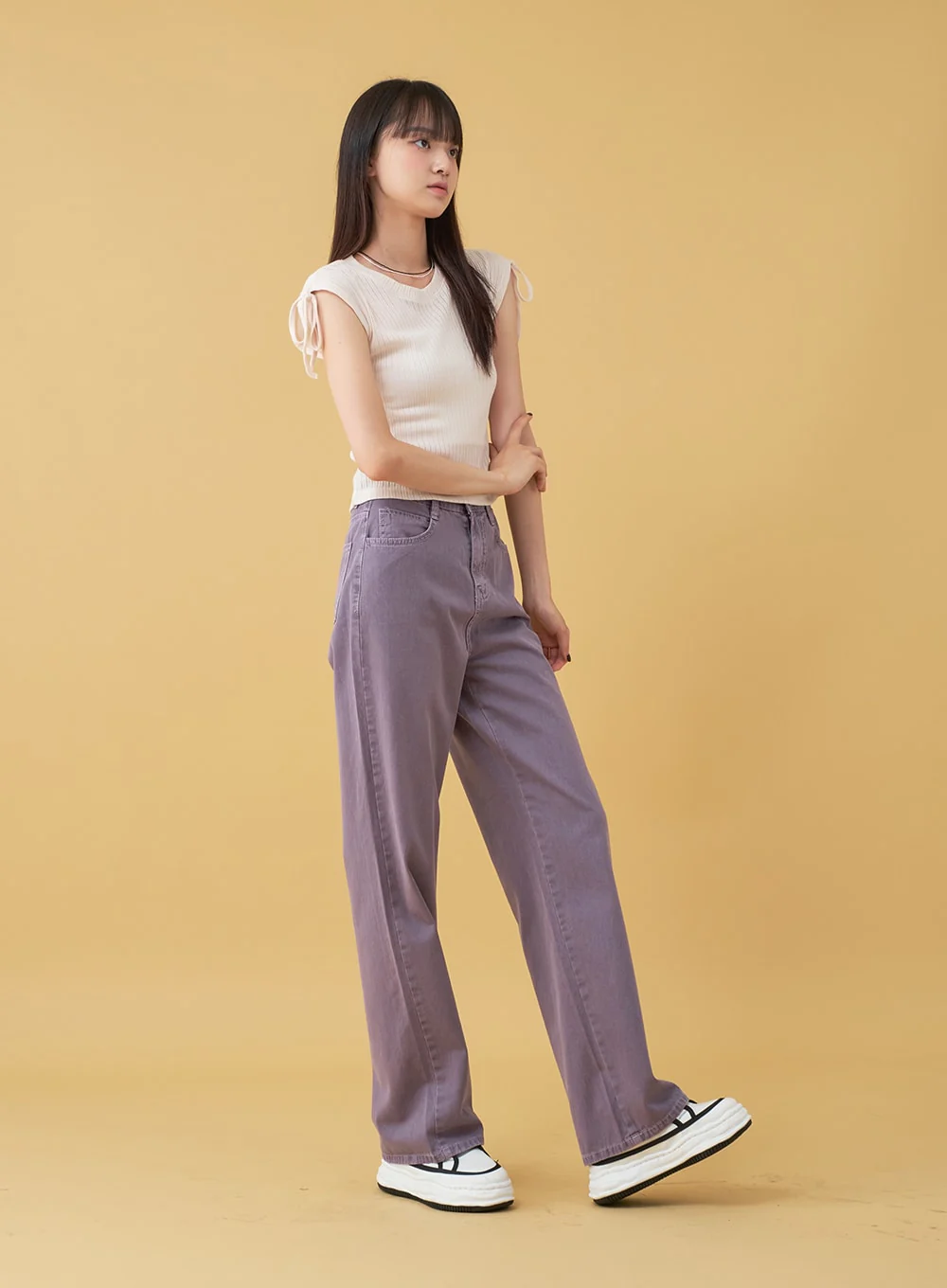 Long Cotton Colored Wide Pants OU15 - Image 23