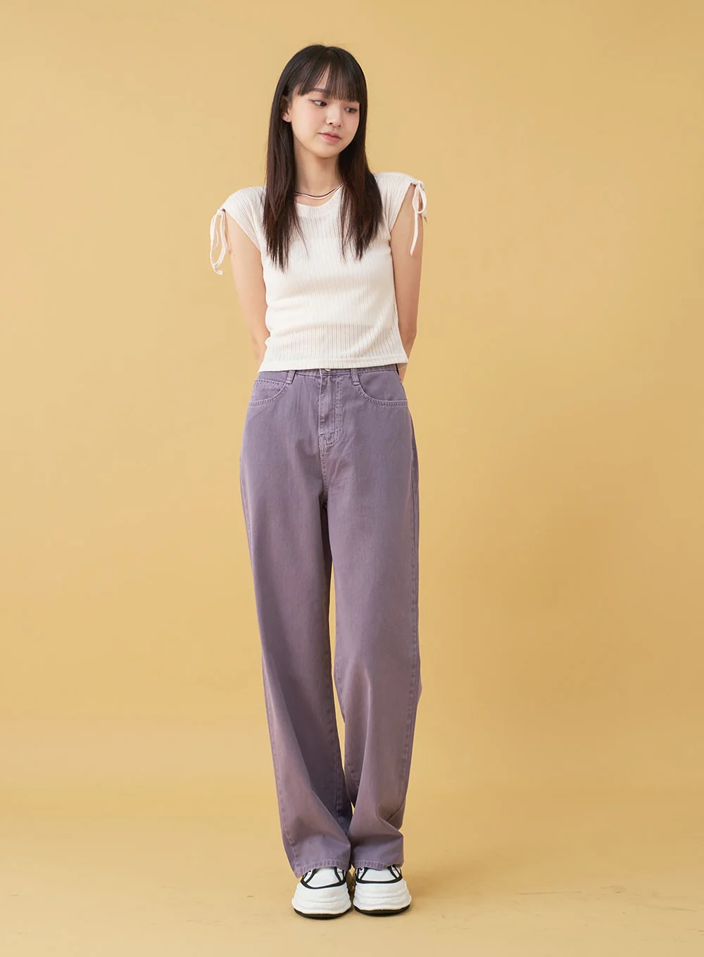 Long Cotton Colored Wide Pants OU15 - Image 26