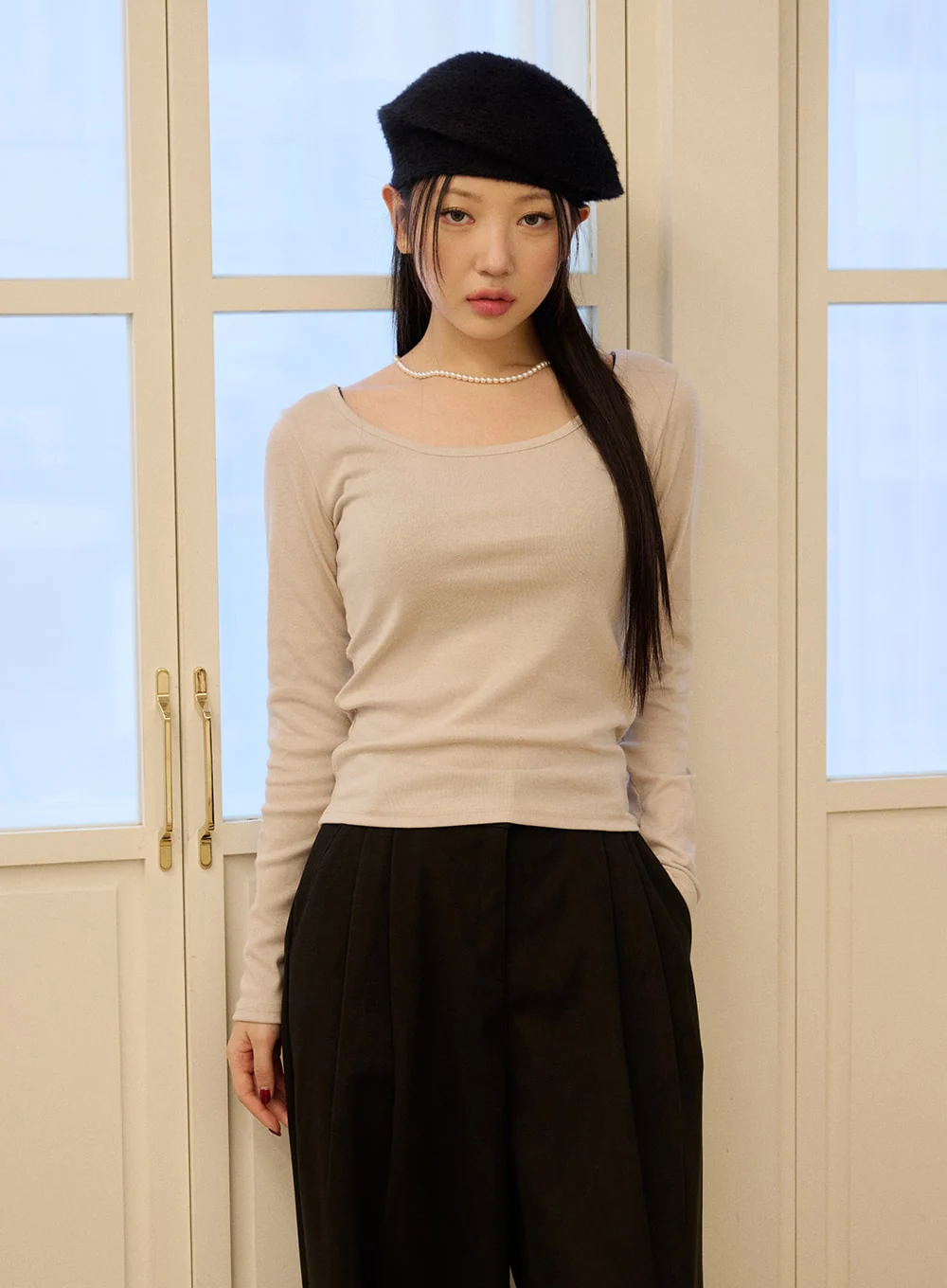 Long Sleeve U-Neck Top OD327 - Image 6