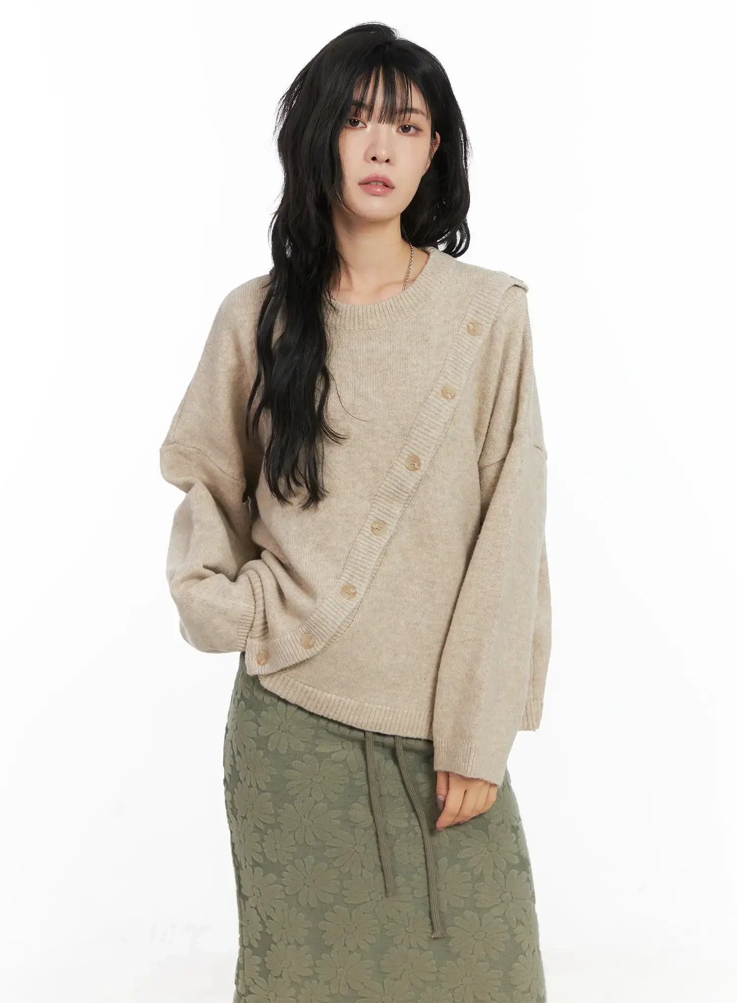 Loose Buttoned Knit Sweater CN528
