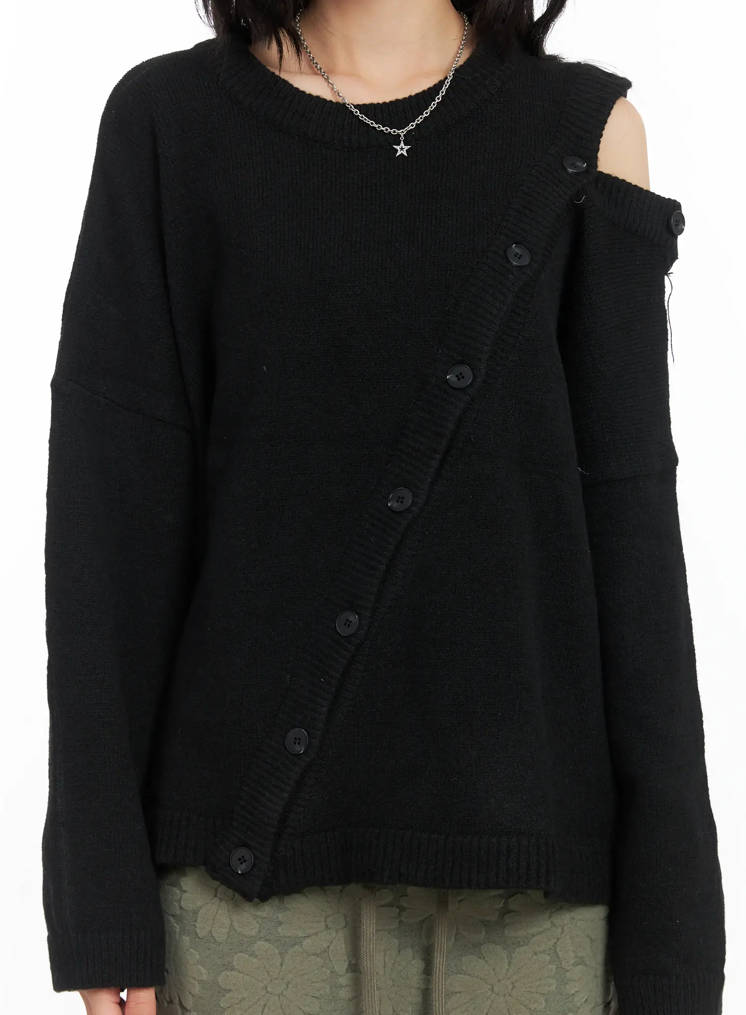 Loose Buttoned Knit Sweater CN528 - Image 5