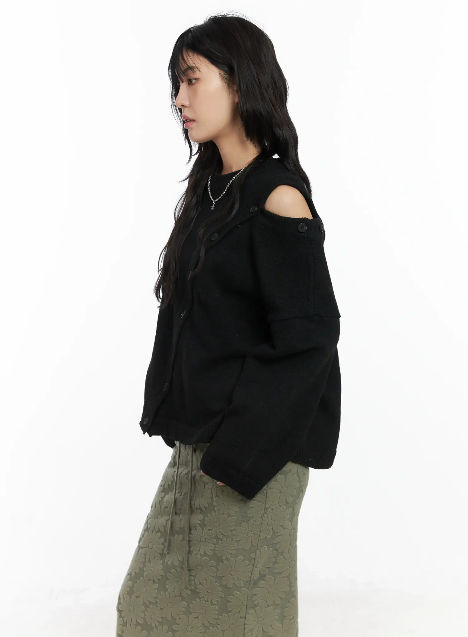 Loose Buttoned Knit Sweater CN528 - Image 7