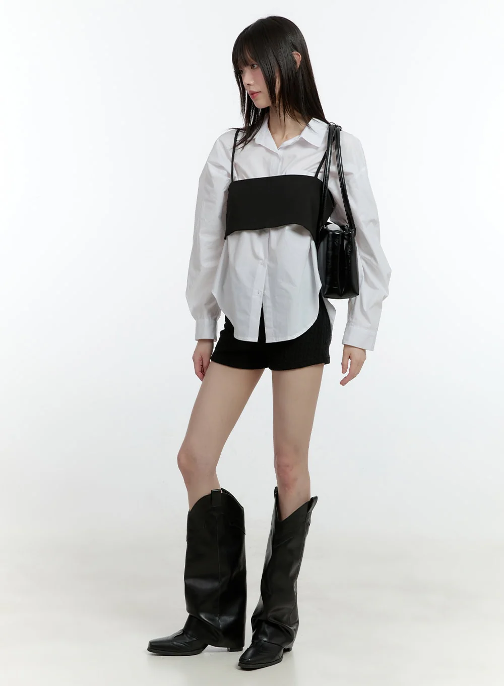 Loose-Fit Collared Button-Up Shirt CF506 - Image 7