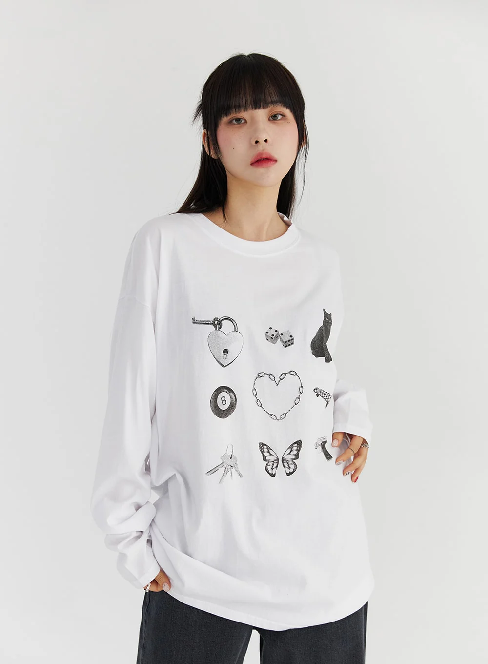 Loose Fit Cute Print Tee CS327 - Image 4