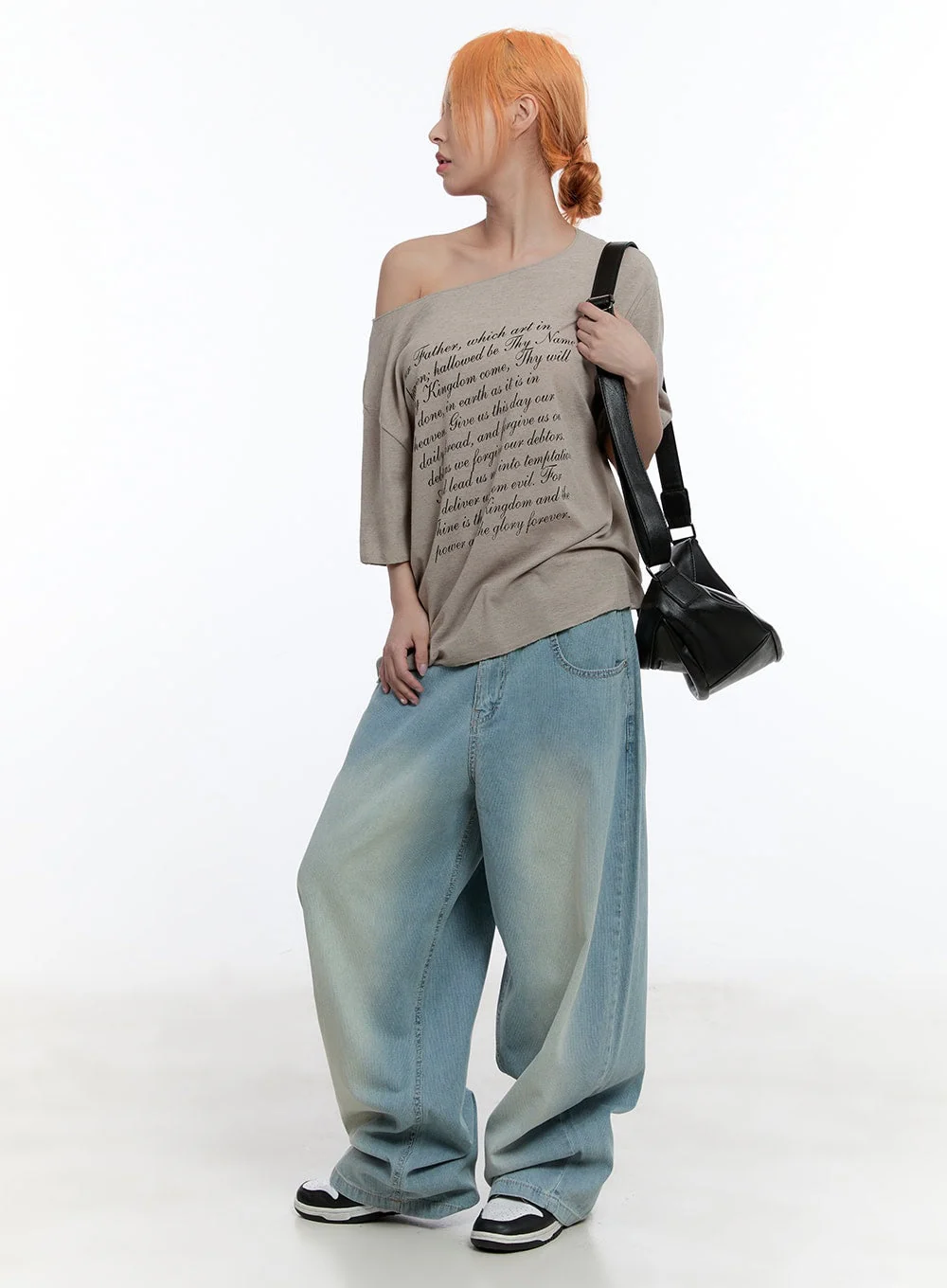 Loose-Fit Graphic Off-Shoulder Tee CU502 - Image 8