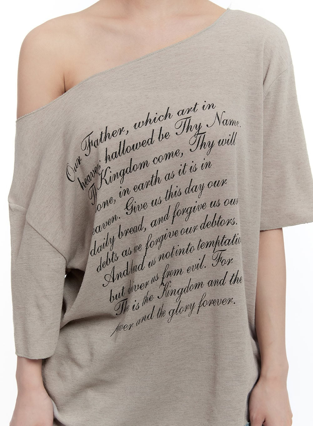 Loose-Fit Graphic Off-Shoulder Tee CU502 - Image 9