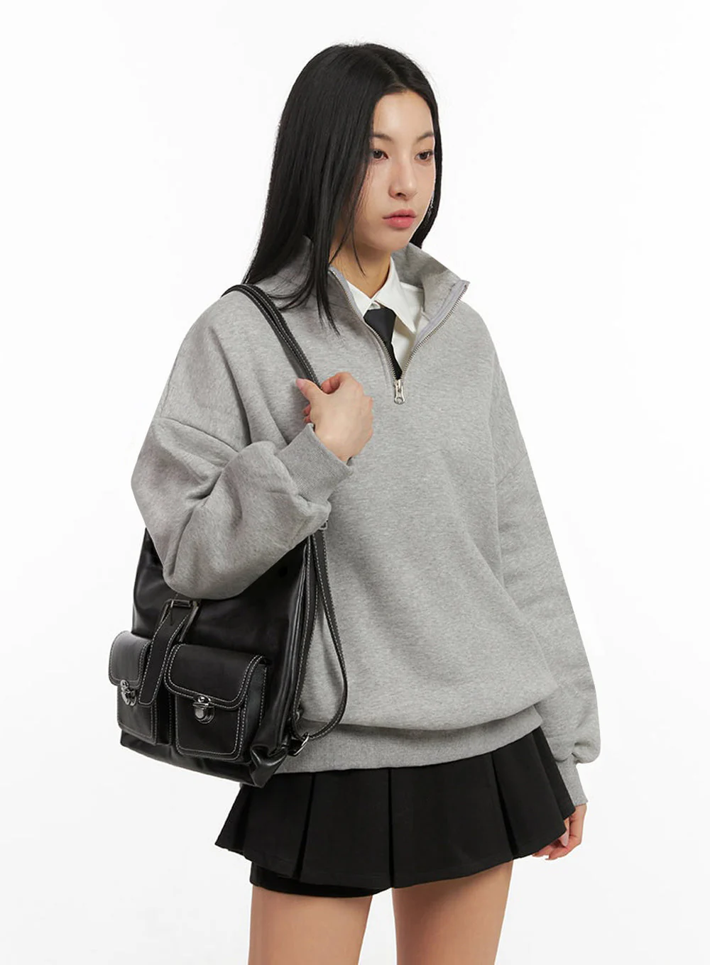 Loose-Fit Half-Zip Sweatshirt IJ503 - Image 2