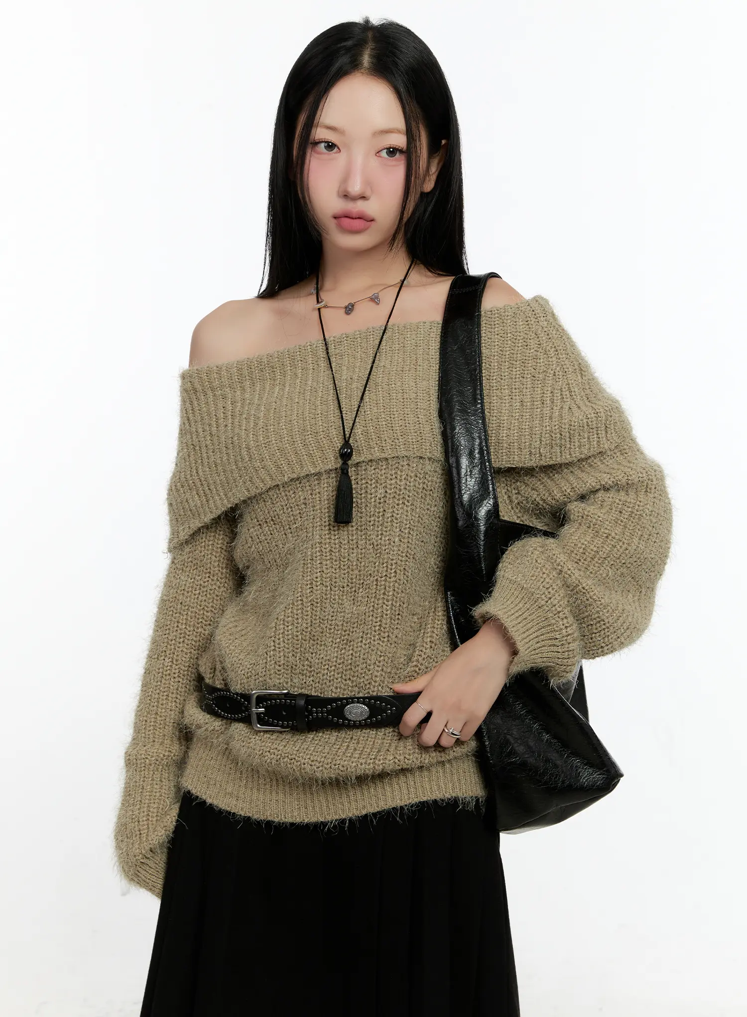 Loose Fit Off-Shoulder Knit Sweater CN505
