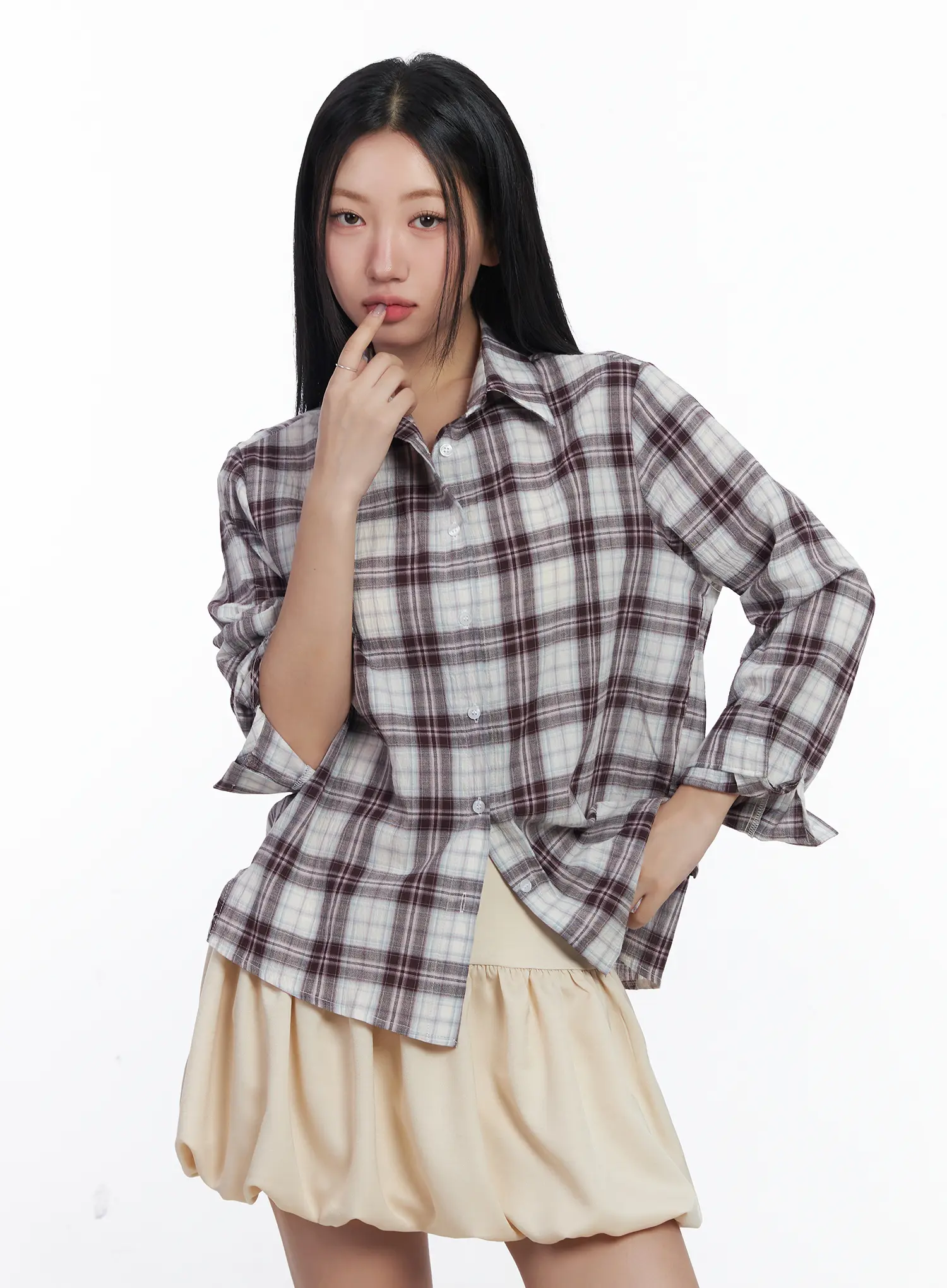 Loose-Fit Plaid Shirt CJ530 - Image 10