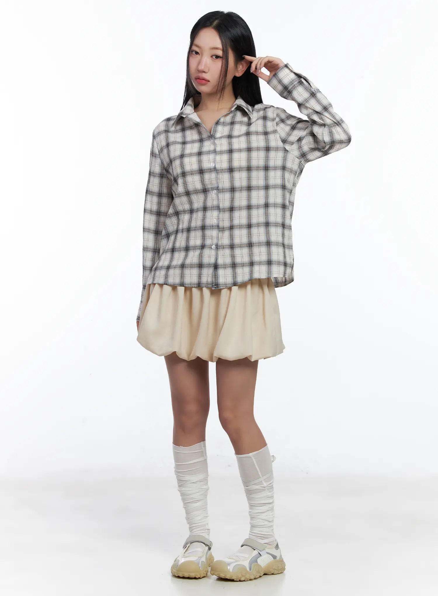 Loose-Fit Plaid Shirt CJ530 - Image 3