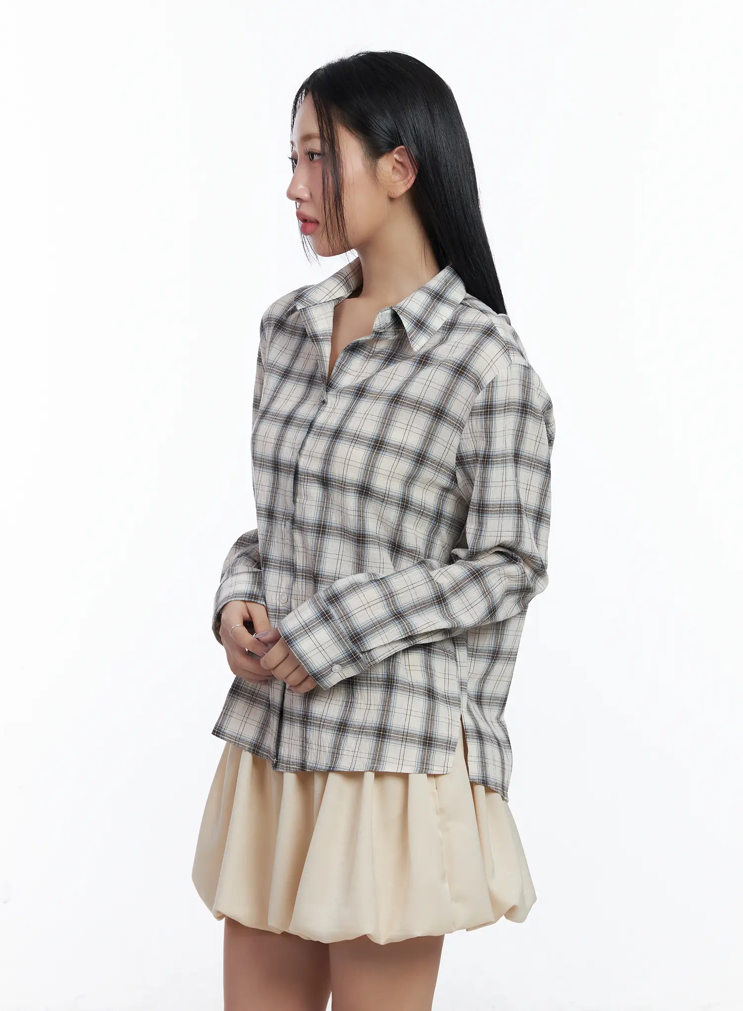 Loose-Fit Plaid Shirt CJ530 - Image 6