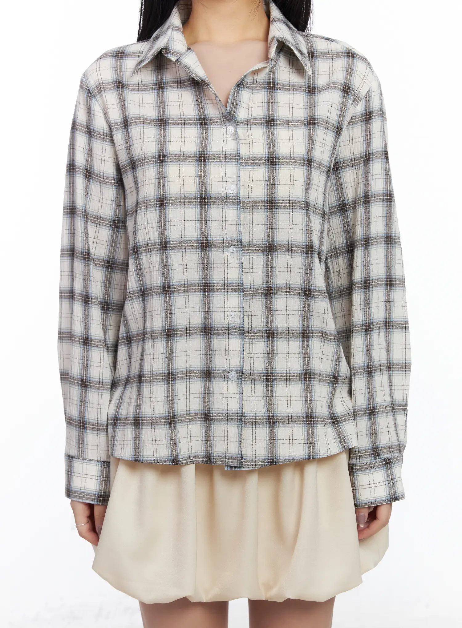 Loose-Fit Plaid Shirt CJ530 - Image 8