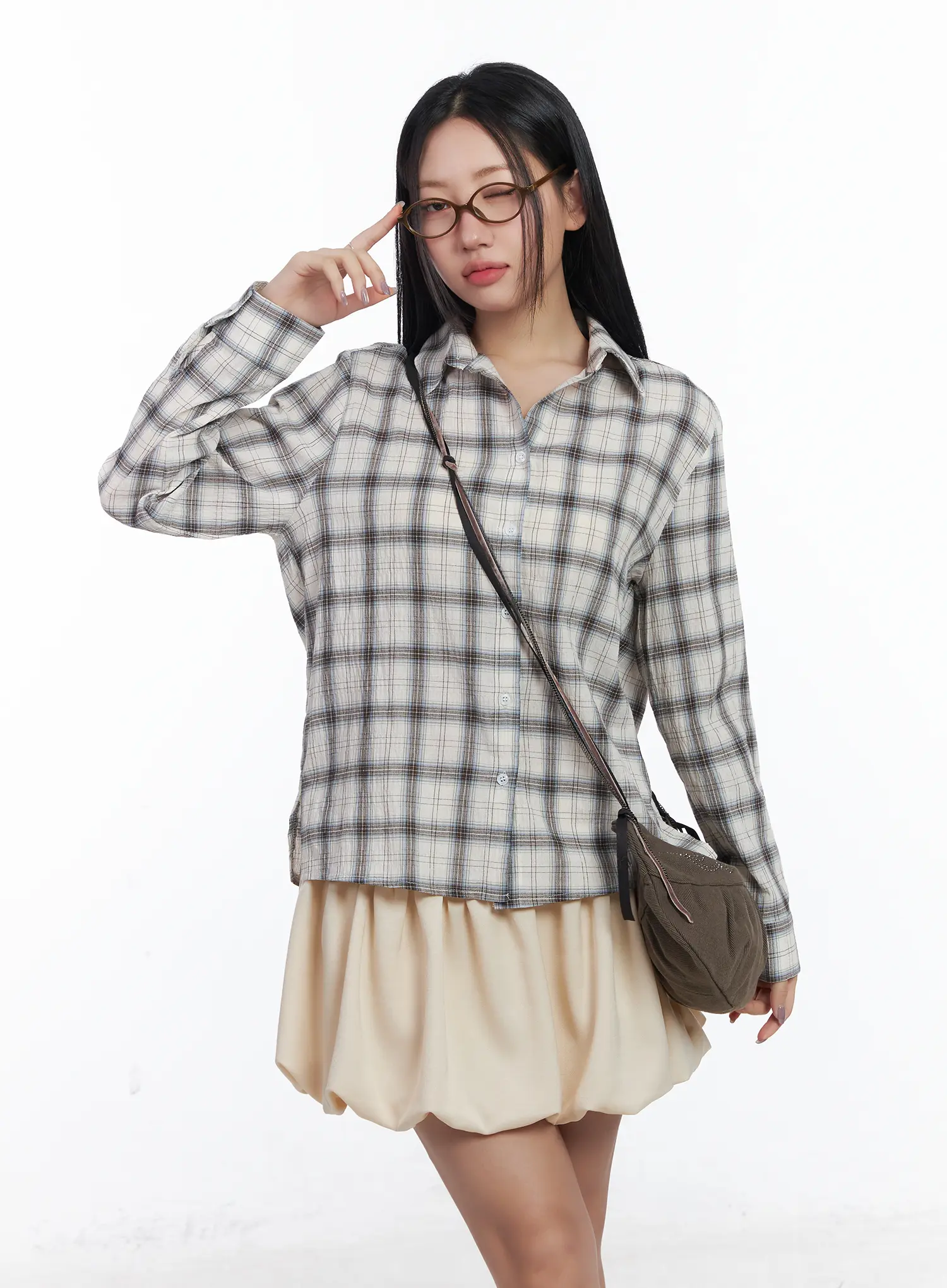 Loose-Fit Plaid Shirt CJ530 - Image 9