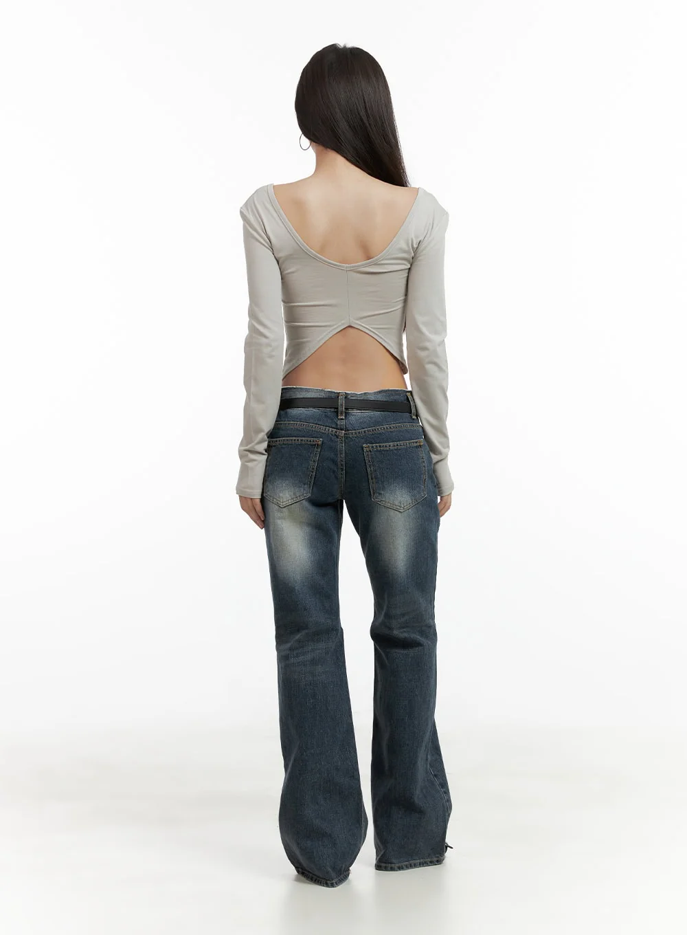 Low Rise Front Seam Bootcut Jeans CL417 - Image 5