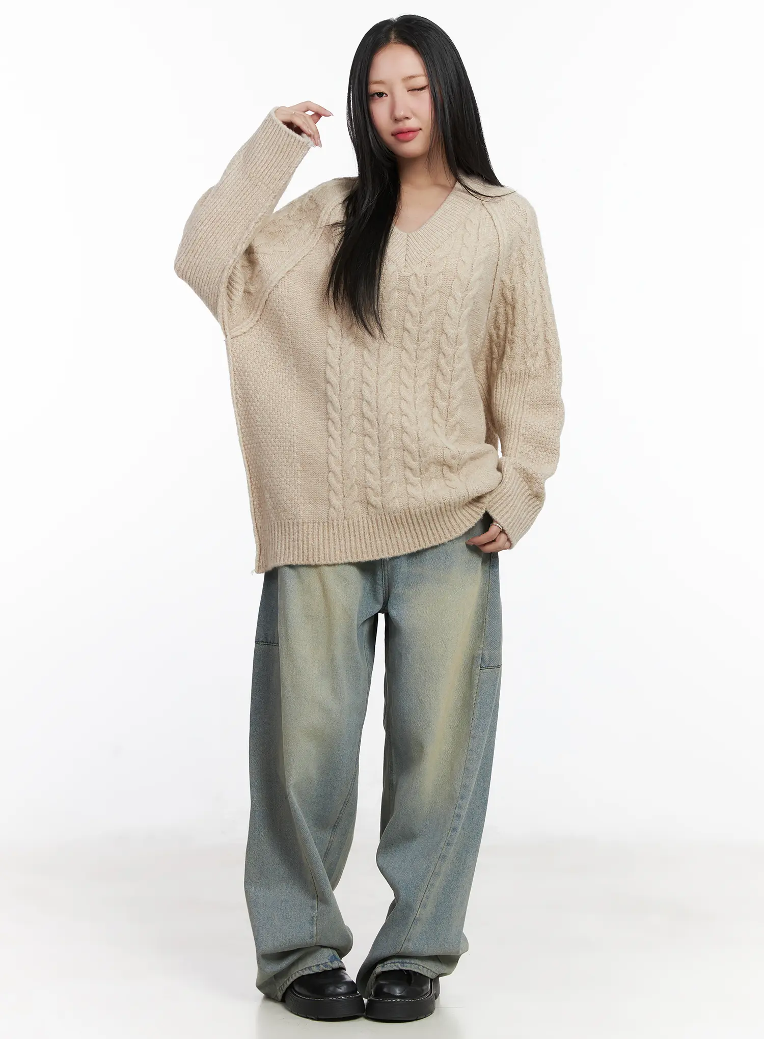 Lyla Washed Wide Leg Jeans CD530 - Image 3