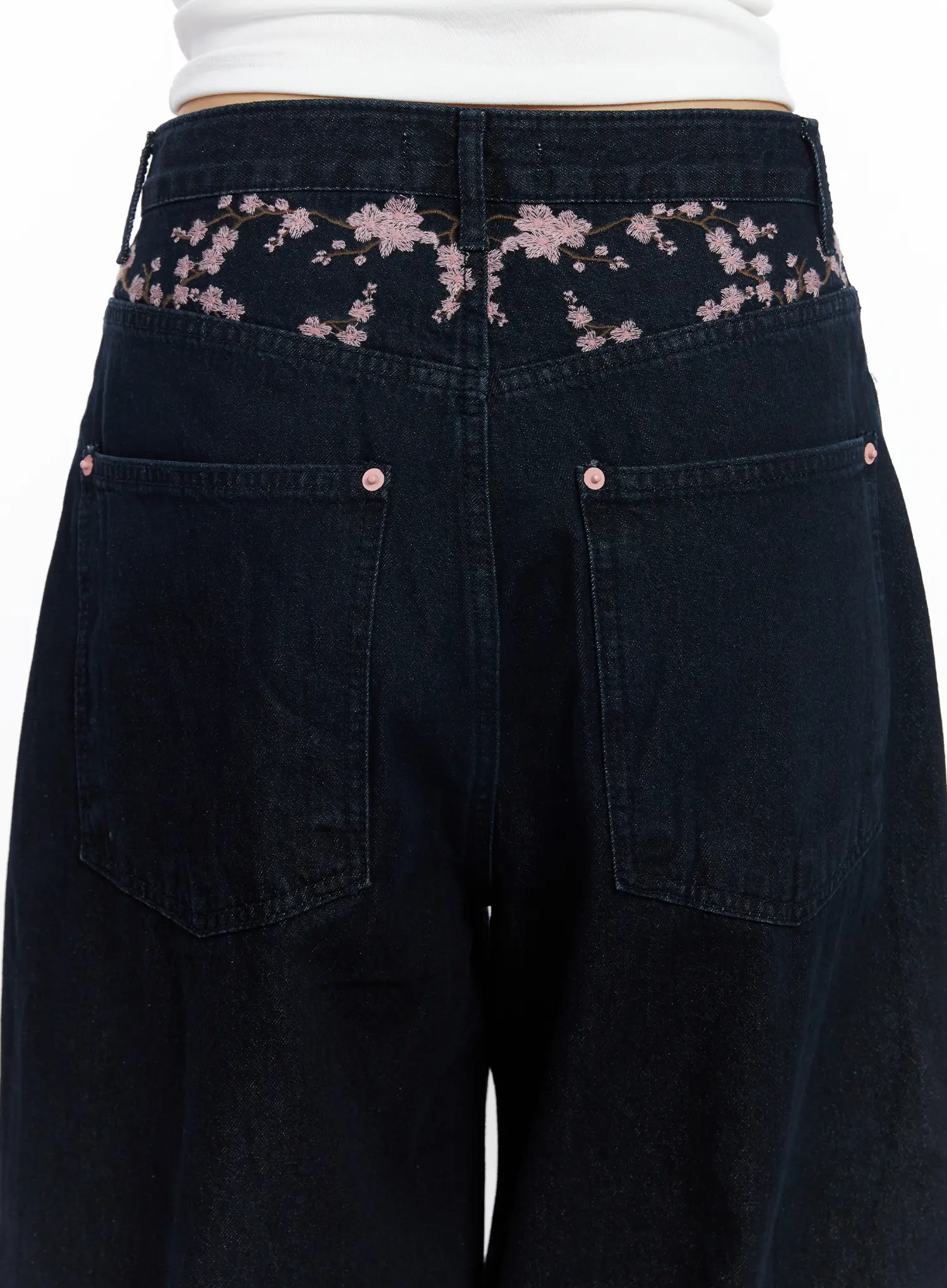 Mahalia Cherry Blosson Embroidered Wide Leg Jeans CF504 - Image 2