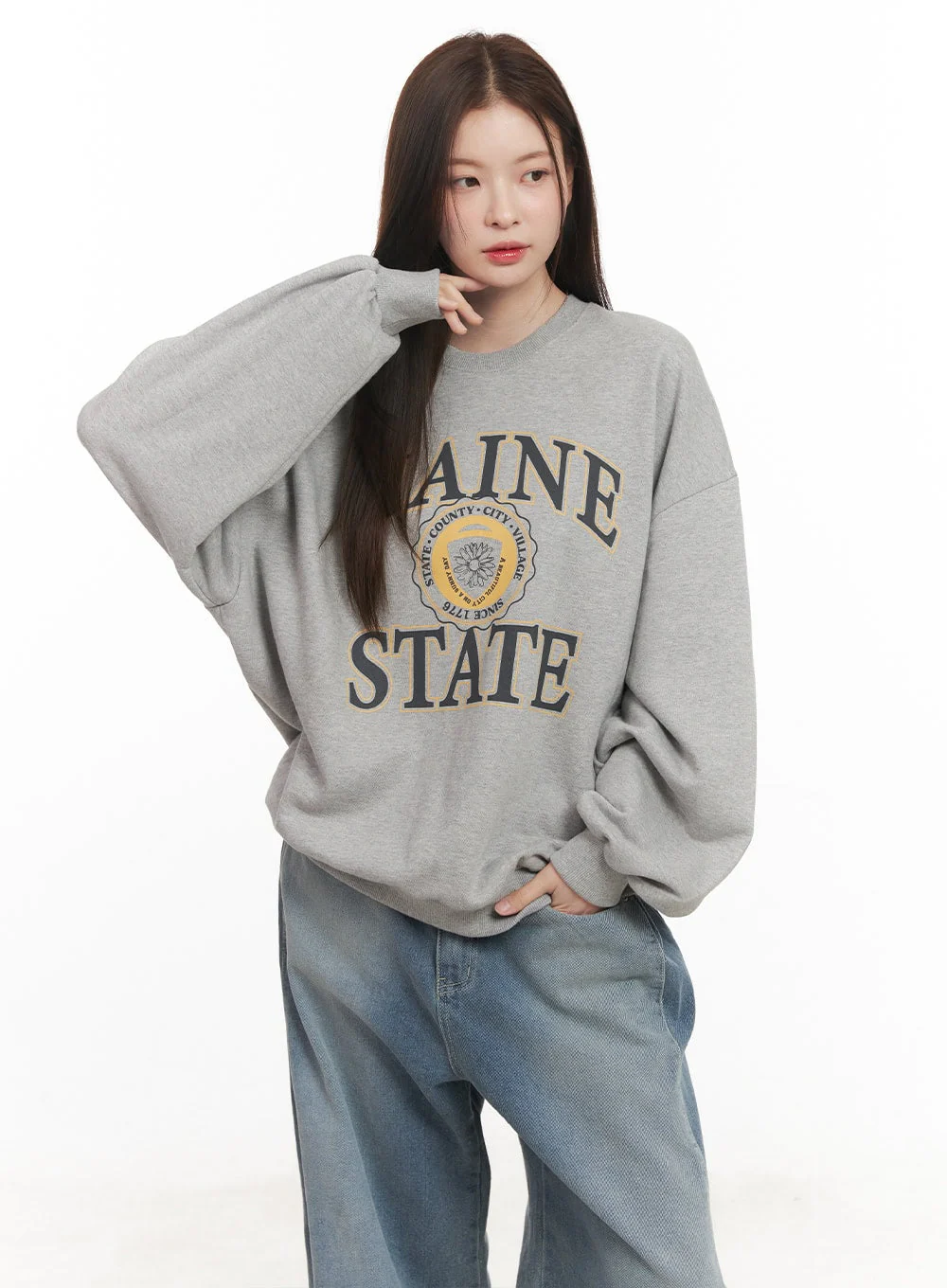 Maine Graphic Oversized Sweatshirt CM511 - Image 12