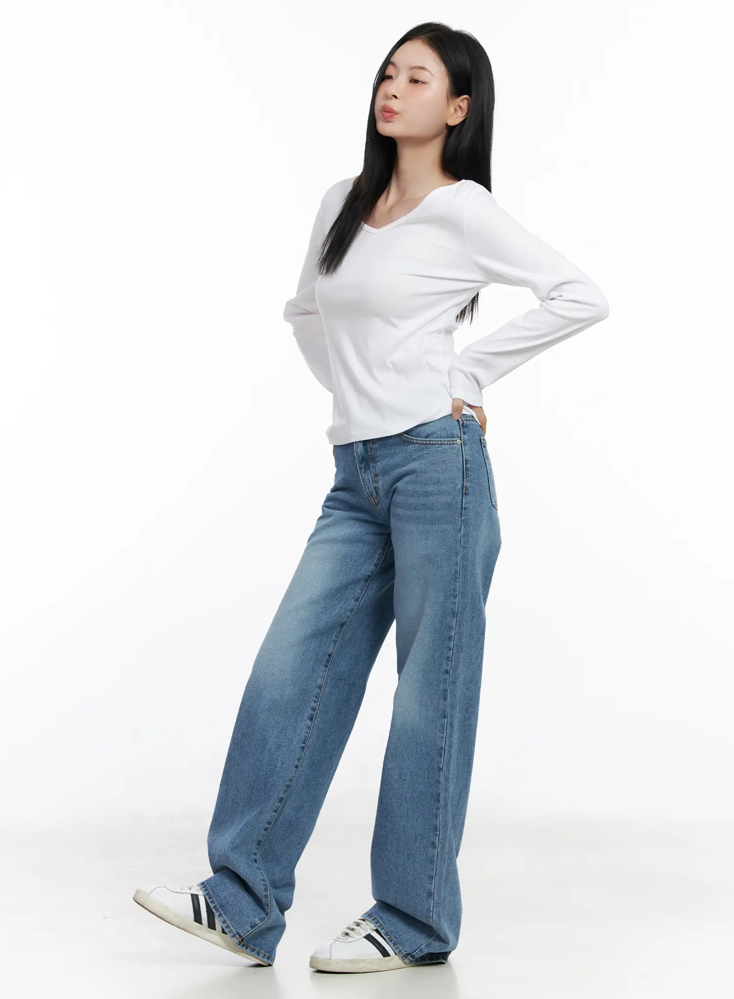 Maisy Casual Wide Leg Jeans CJ519 - Image 3