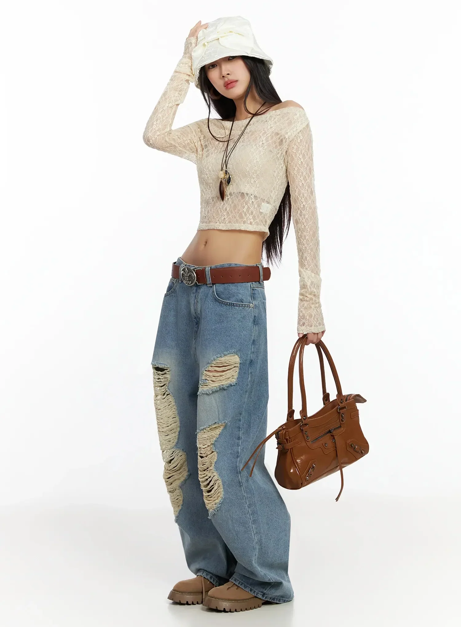 Mariene Distressed Wide Leg Jeans IA508 - Image 12