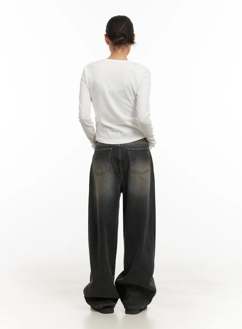 Matilda Washed Denim String Baggy Jeans CD410 - Image 6