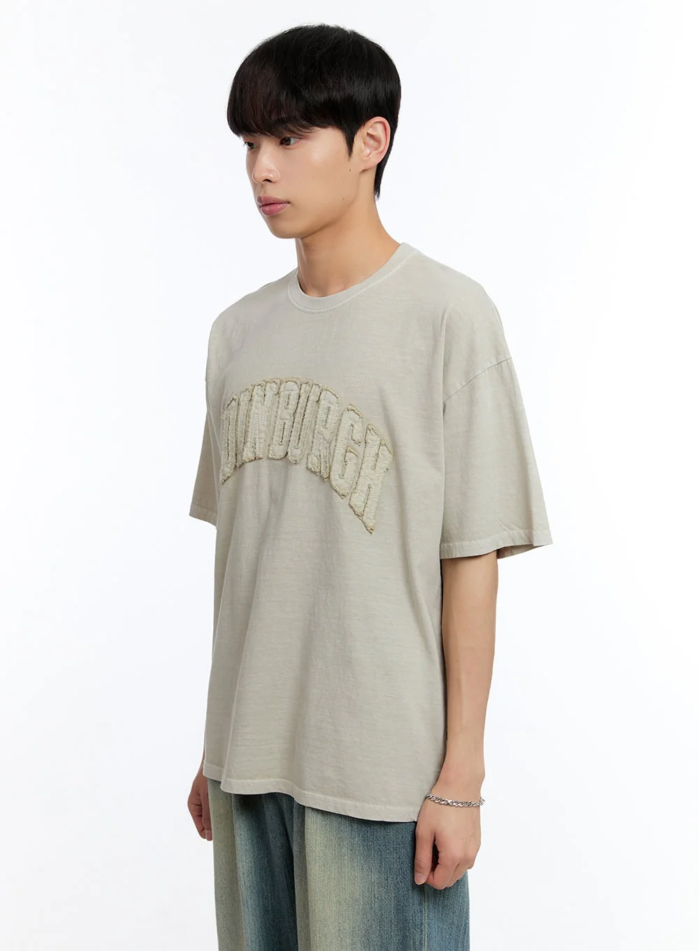Men’s Patch Washed Oversize T-Shirt IY529 - Image 5