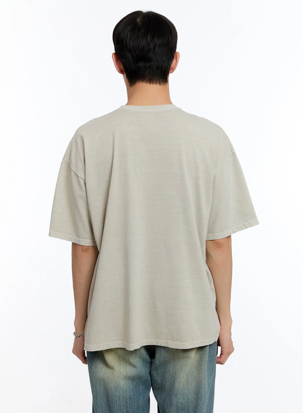 Men’s Patch Washed Oversize T-Shirt IY529 - Image 6