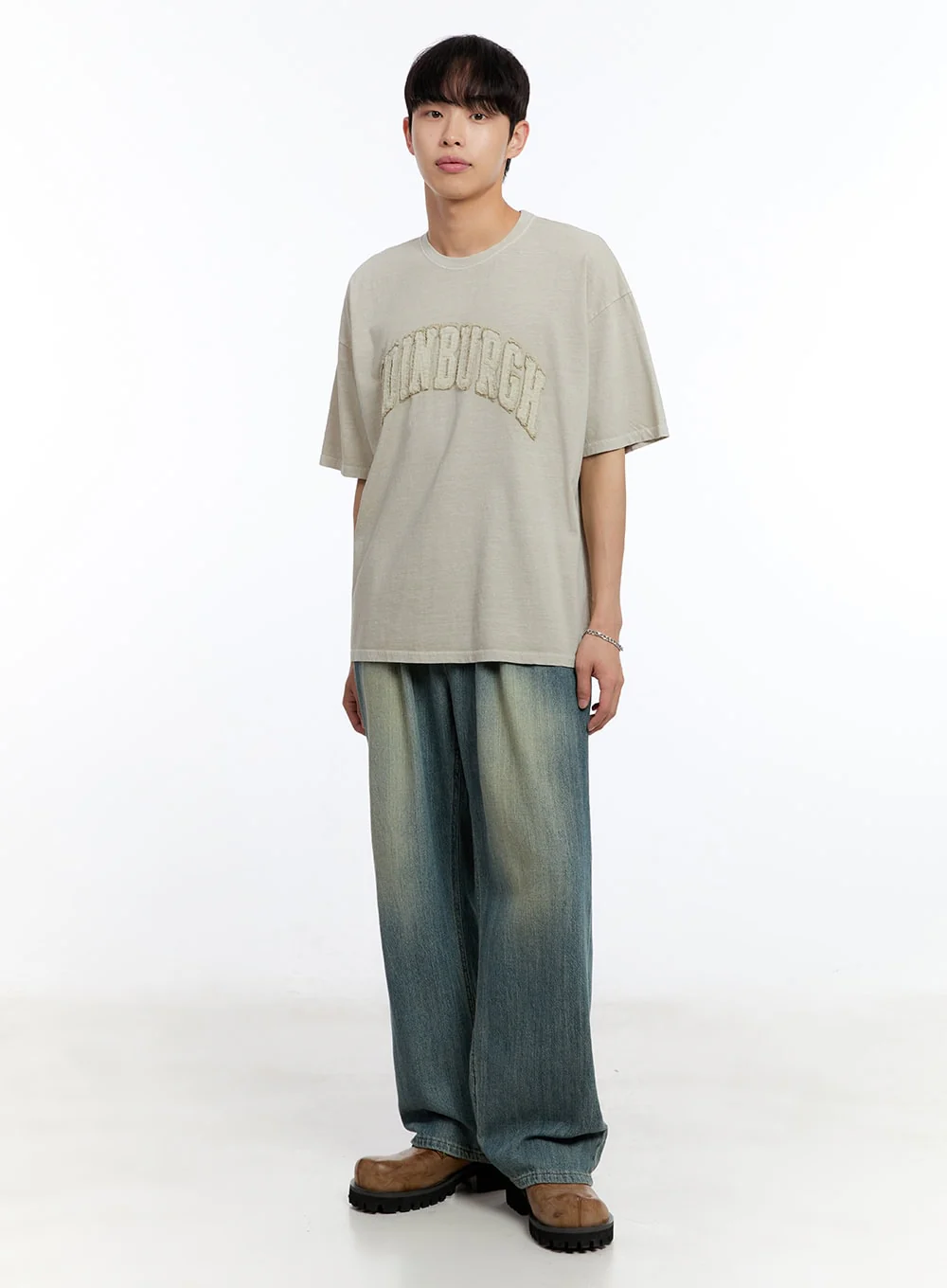 Men’s Patch Washed Oversize T-Shirt IY529 - Image 8