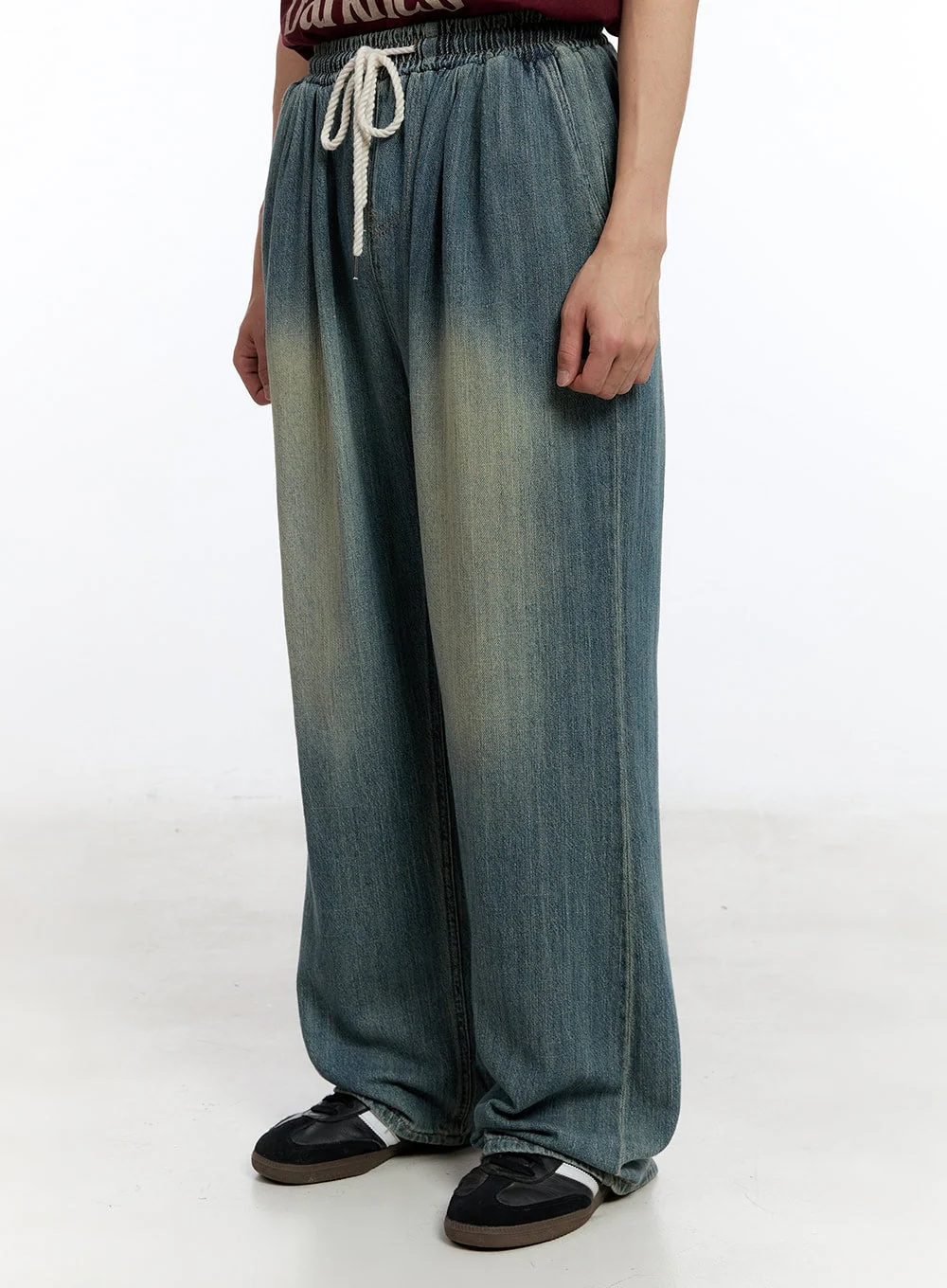 Men’s Pintuck Denim Sweatpants (Blue) IY529 - Image 4