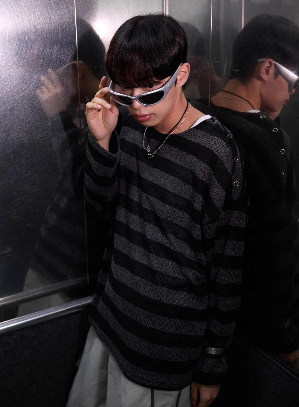 Men’s Stripe Buttoned Summer Sweater IY530 - Image 14