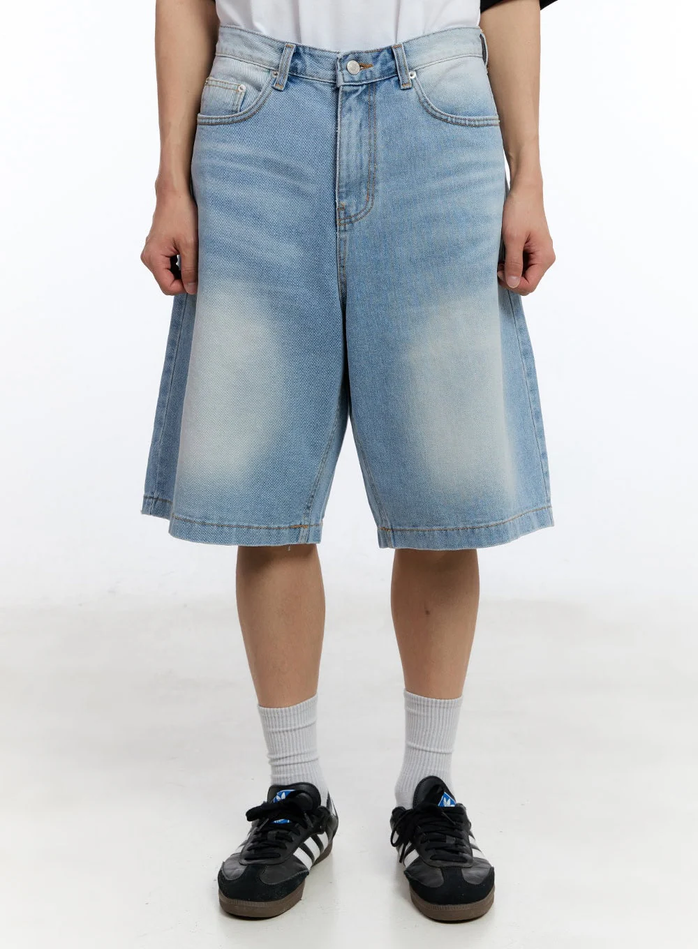 Men’s Washed Wide-Leg Jorts IY529 - Image 2