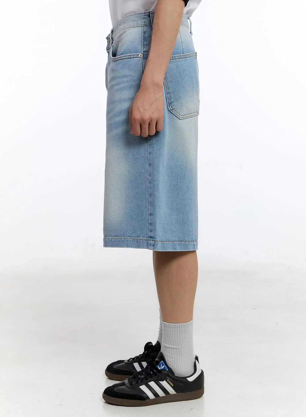 Men’s Washed Wide-Leg Jorts IY529 - Image 3