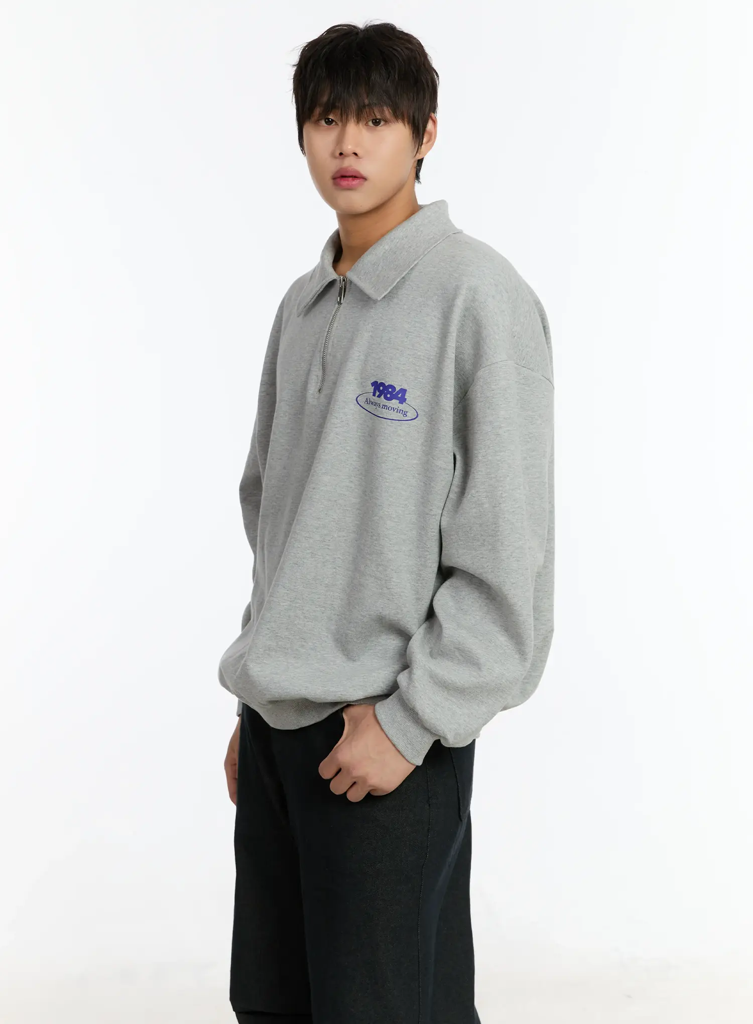 Men's 1984 Half Zip-Up Collar Sweatshirt IM502 - Image 6
