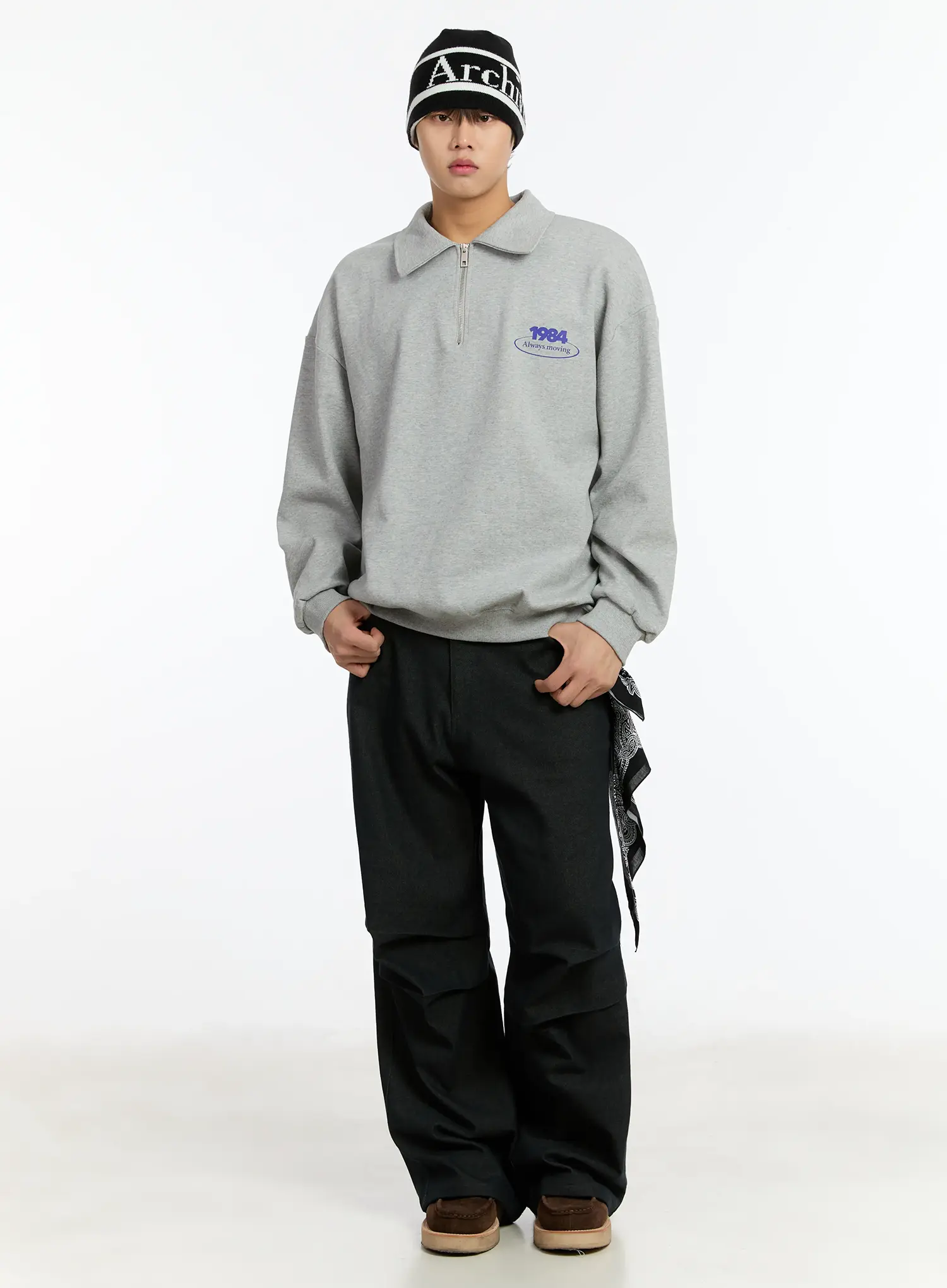 Men's 1984 Half Zip-Up Collar Sweatshirt IM502 - Image 7