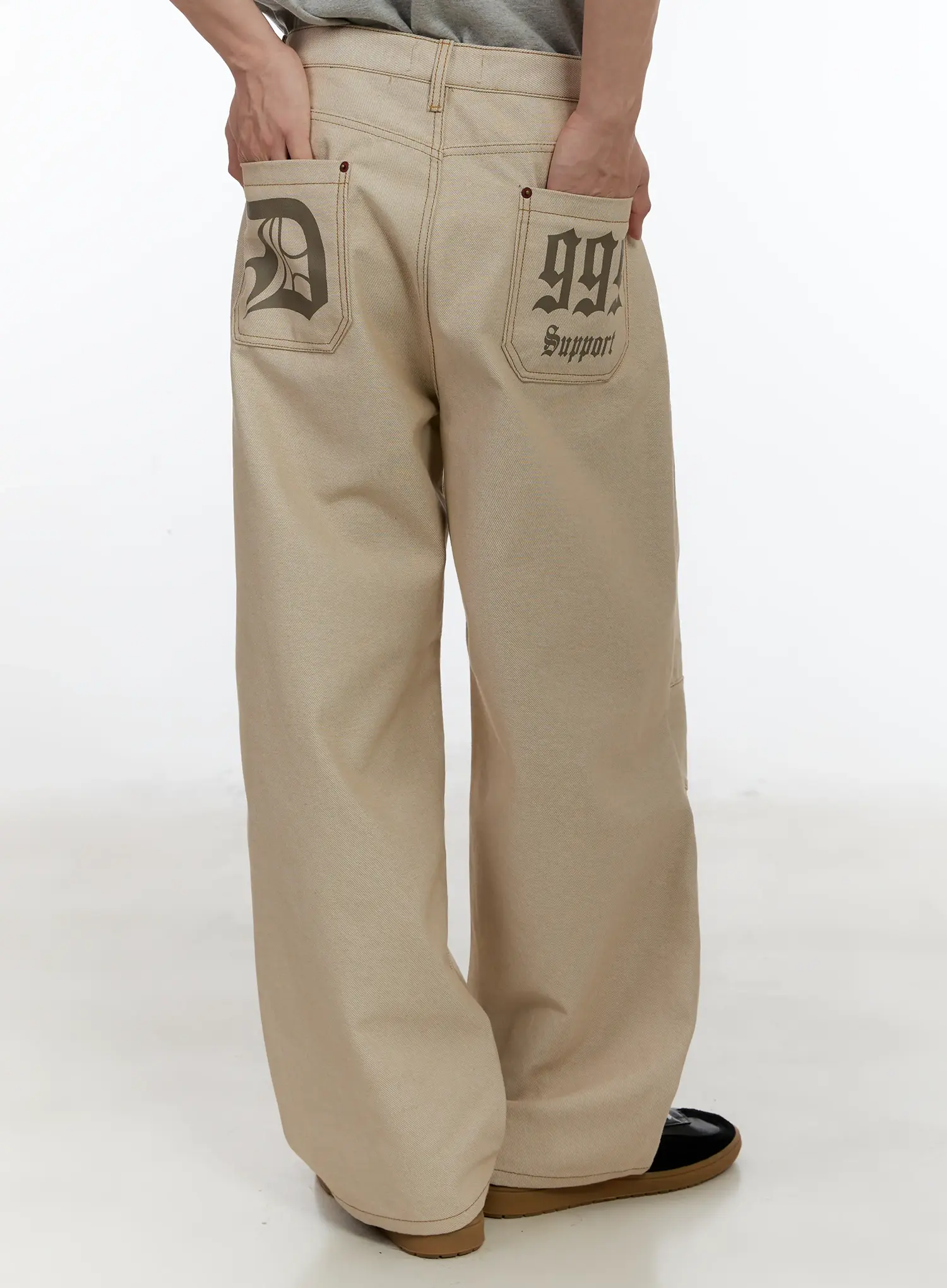 Men's Back Graphic Wide-Leg Pants ID502