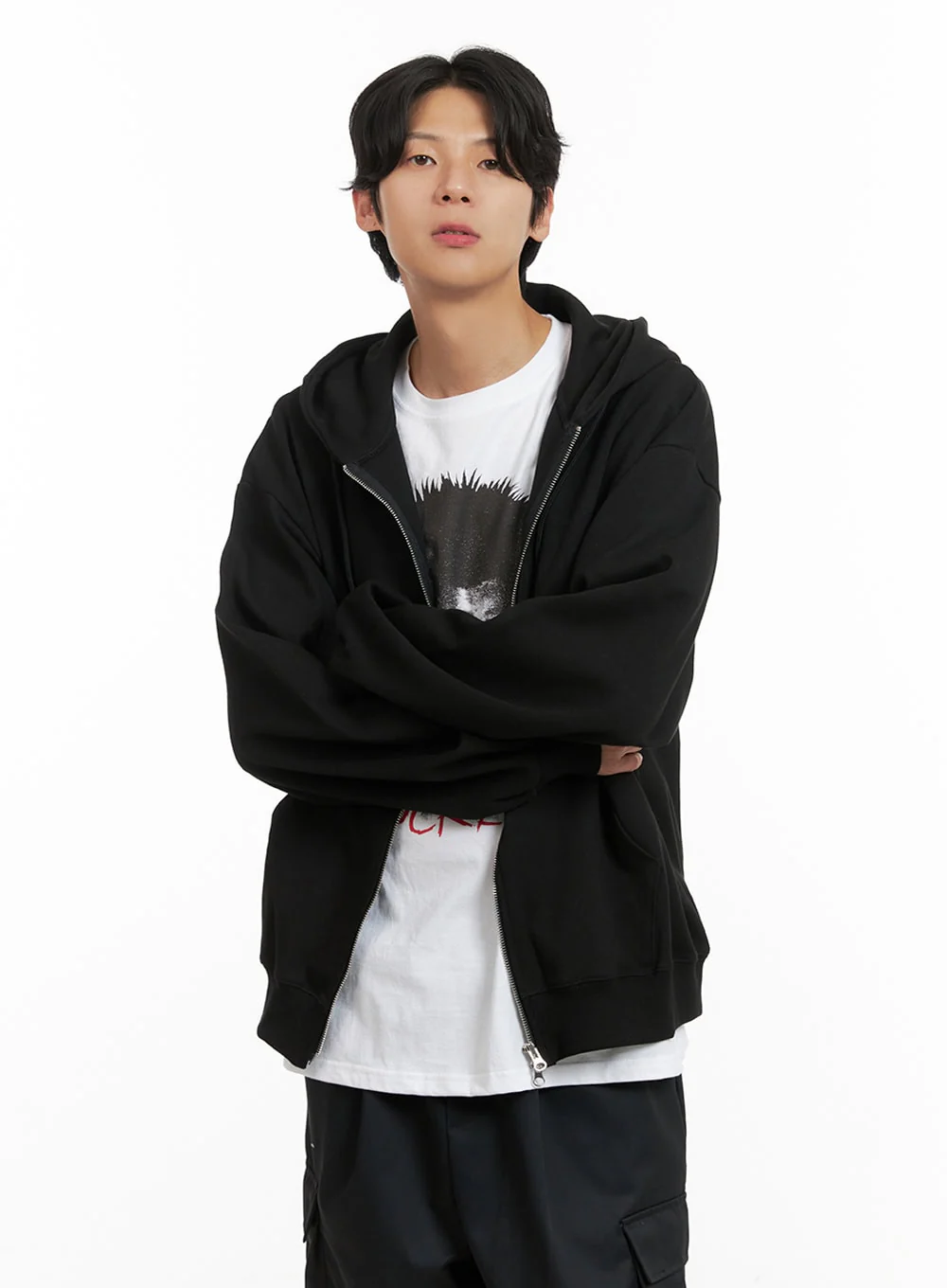 Men's Basic Hoodie Jacket (Black) IY402 - Image 4