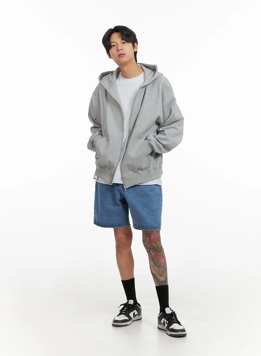 Men's Basic Hoodie Jacket (Gray) IY424 - Image 6