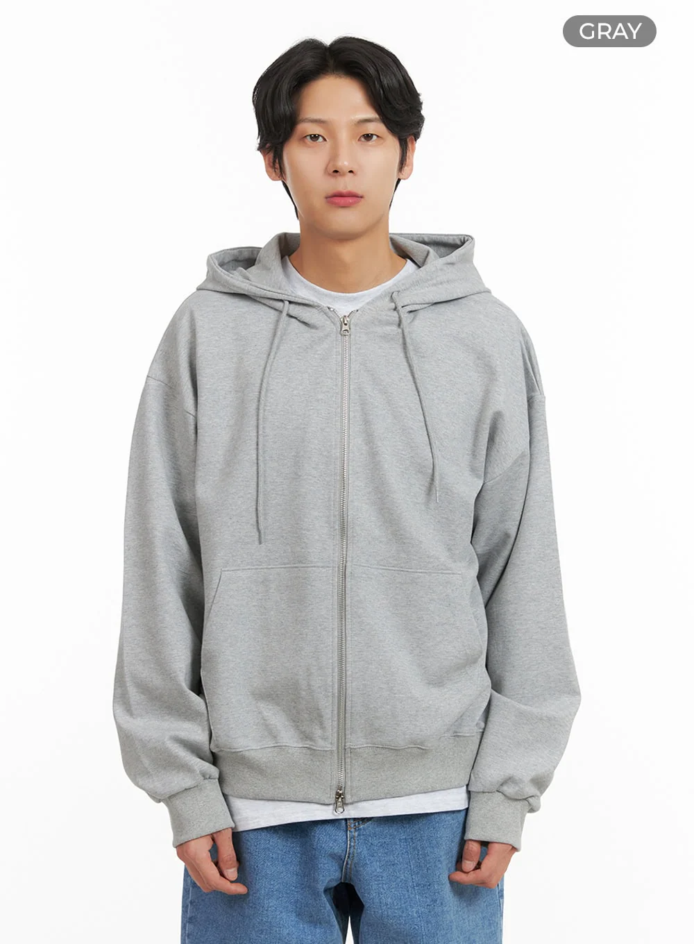 Men's Basic Hoodie Jacket (Gray) IY424 - Image 8