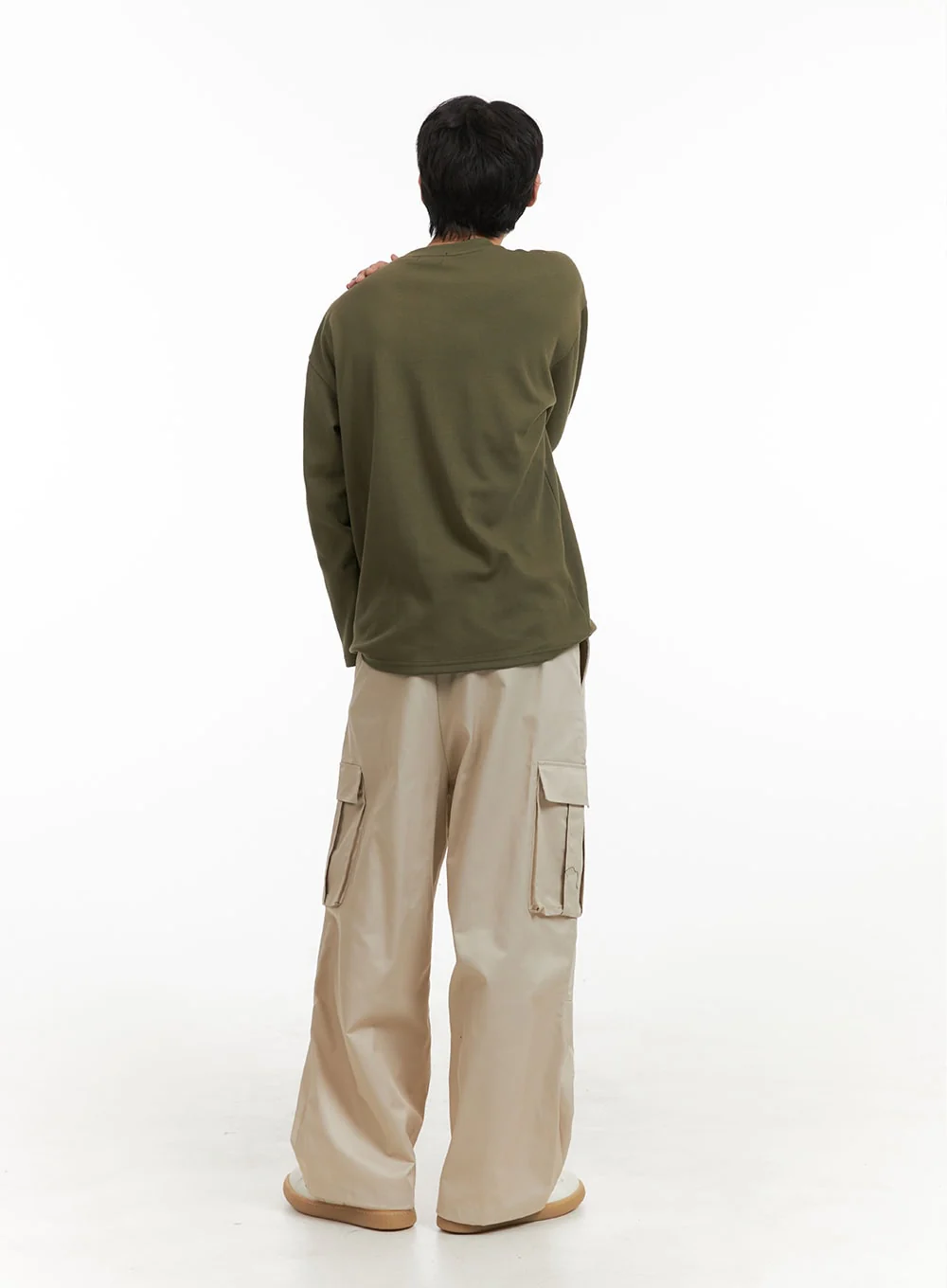 Men's Basic Oversize Long Sleeve Tee (Dark Green) IY402 - Image 6