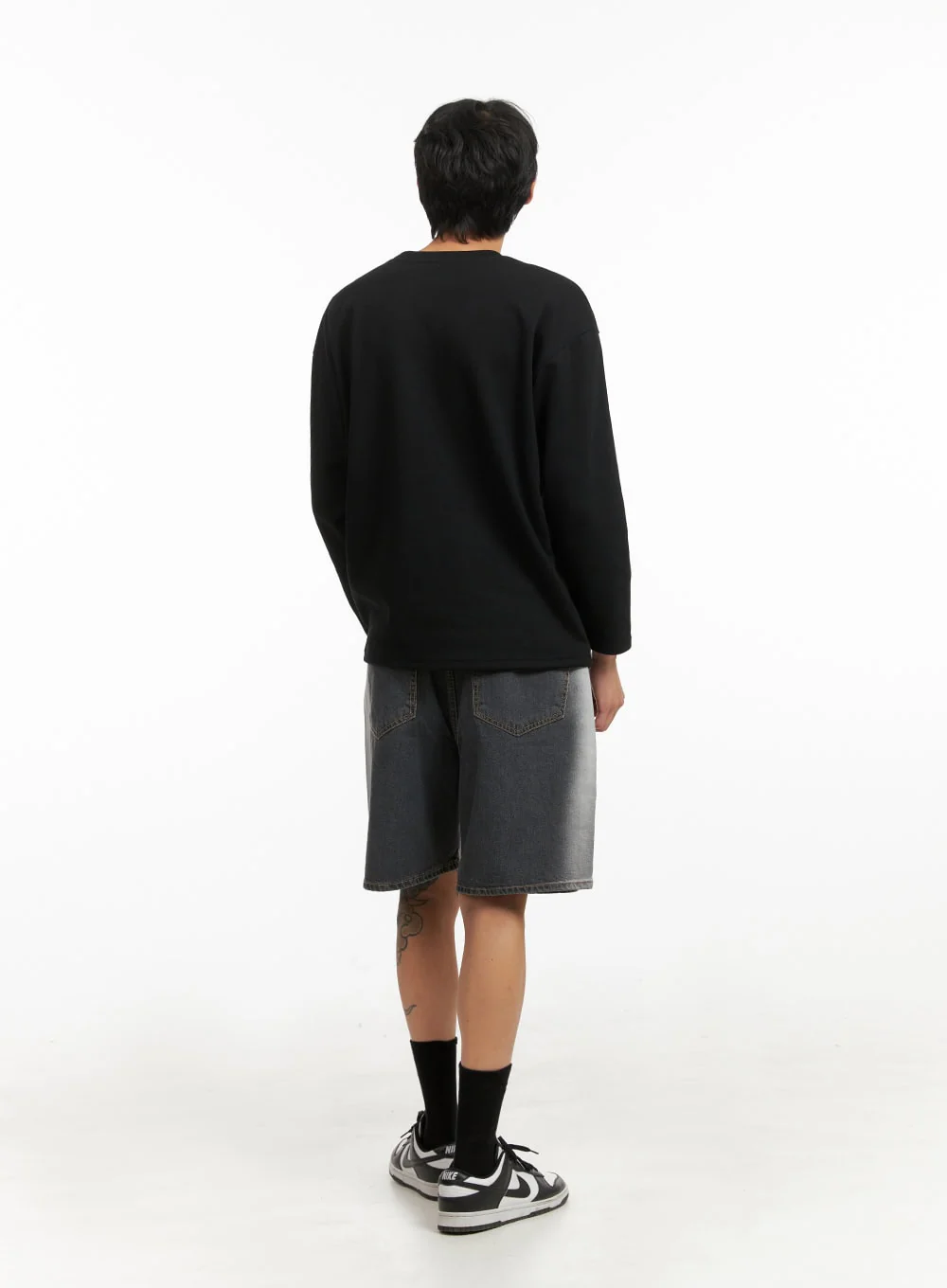 Men's Basic Oversized Long Sleeve Tee (Black) IY416 - Image 6