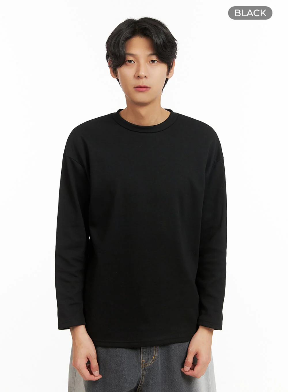 Men's Basic Oversized Long Sleeve Tee (Black) IY416 - Image 7