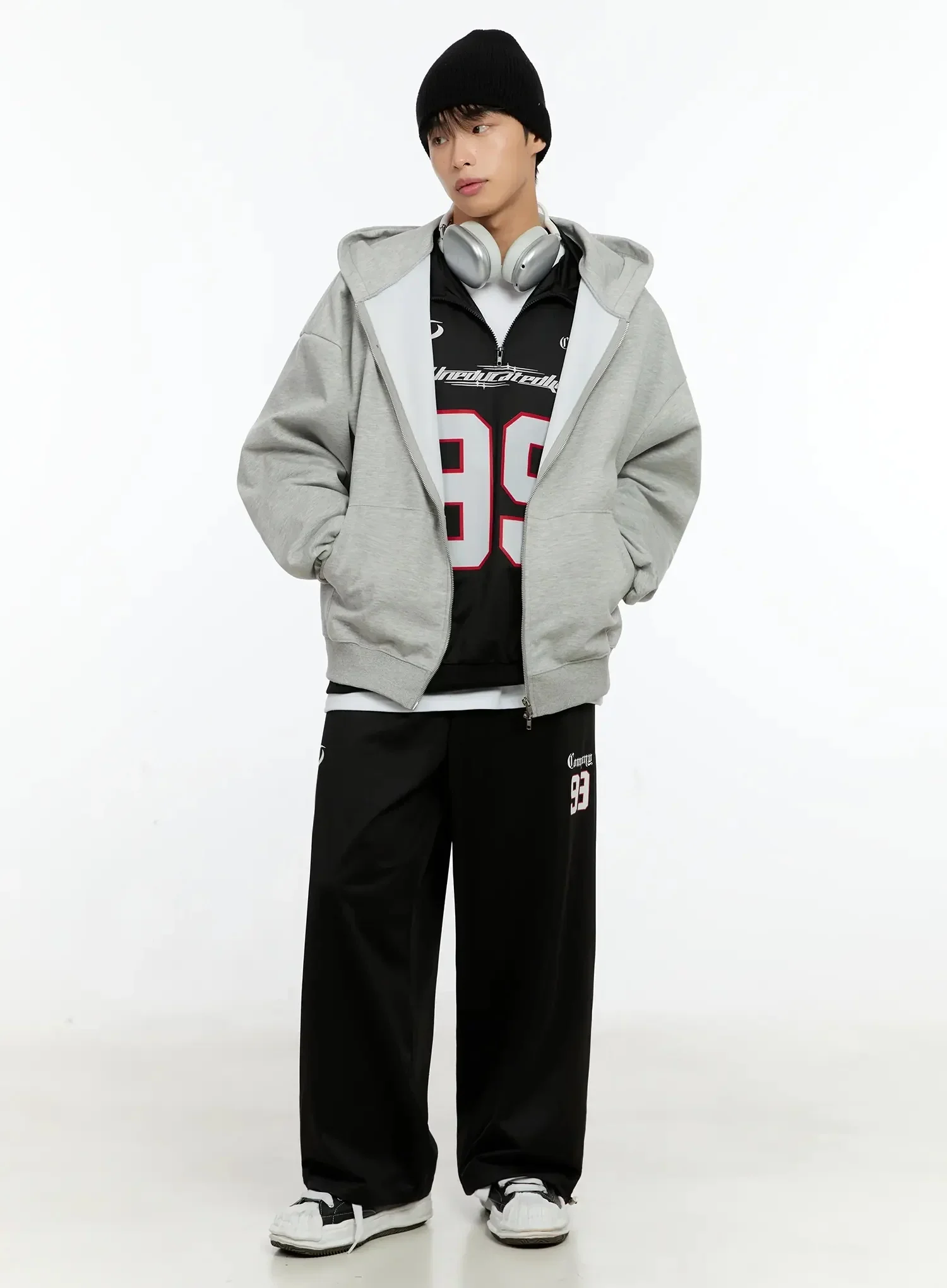 Men's Basic Oversized Zip-Up Hoodie IN525